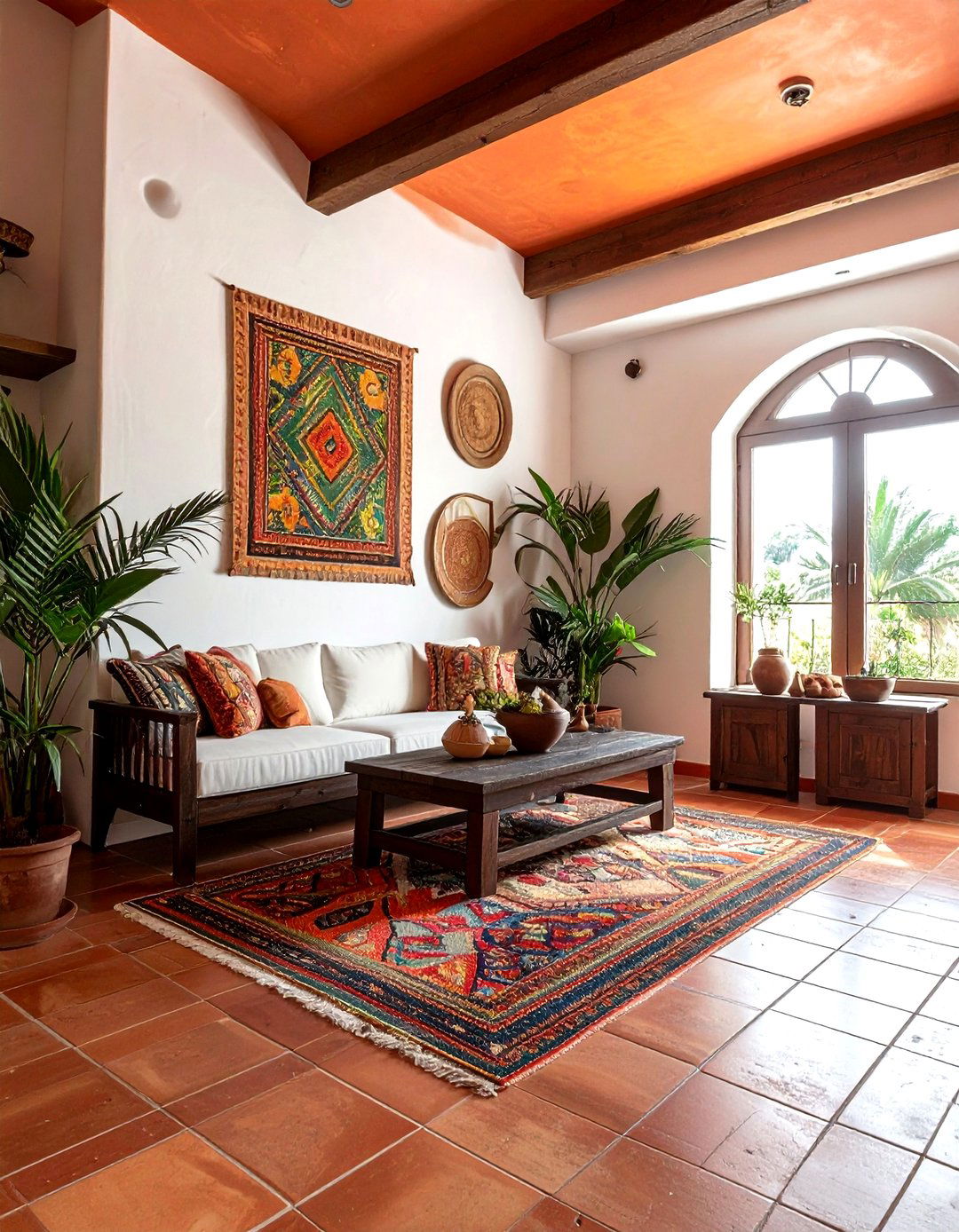 Terracotta living room ceiling - 30 living room painted ceiling ideas