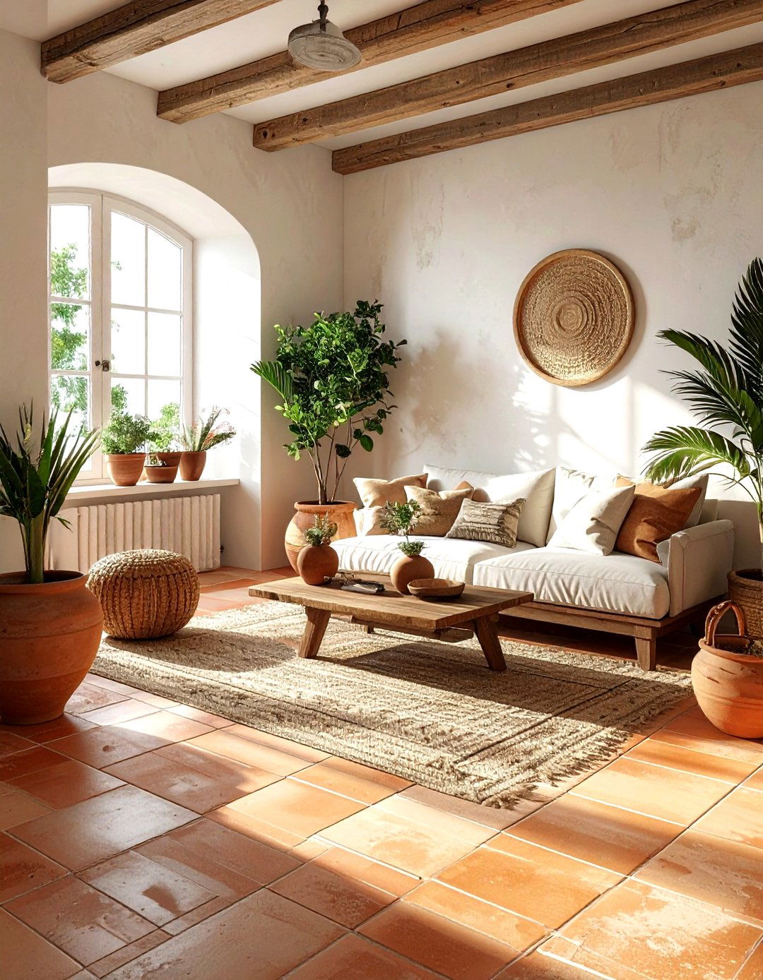 Terracotta living room floor - 30 living room tile ideas