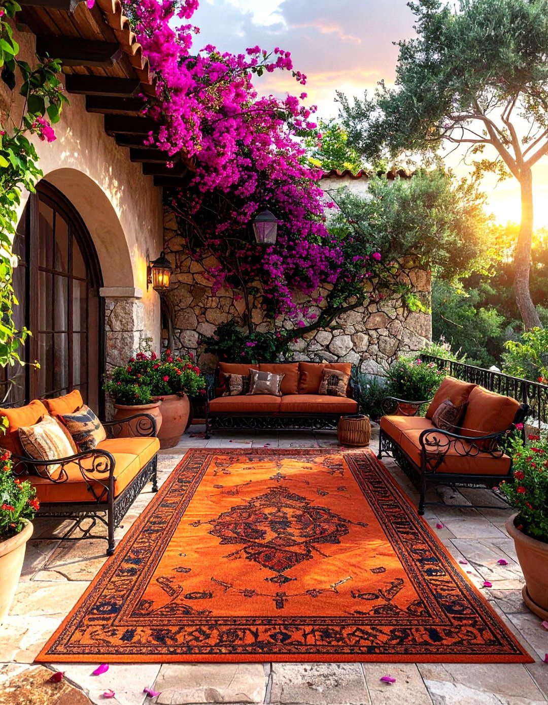 Terracotta outdoor rug - 30 outdoor rug ideas