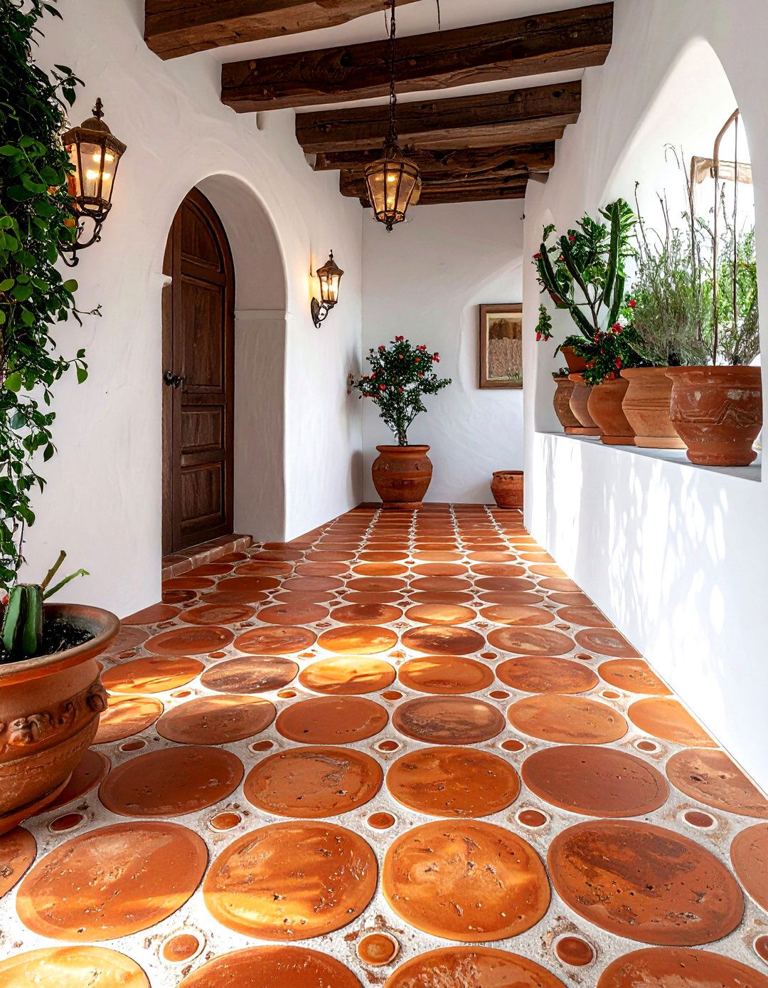 Terracotta penny tile floor - 30 penny round tile bathroom ideas