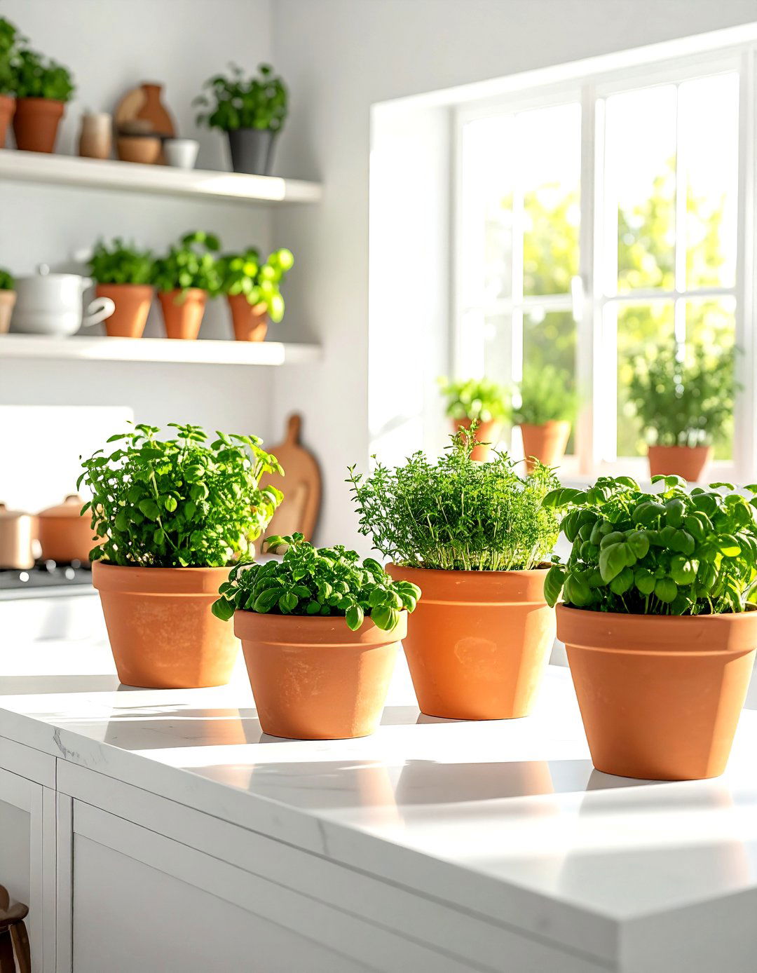 Terracotta planter pots - 30 rust kitchen ideas