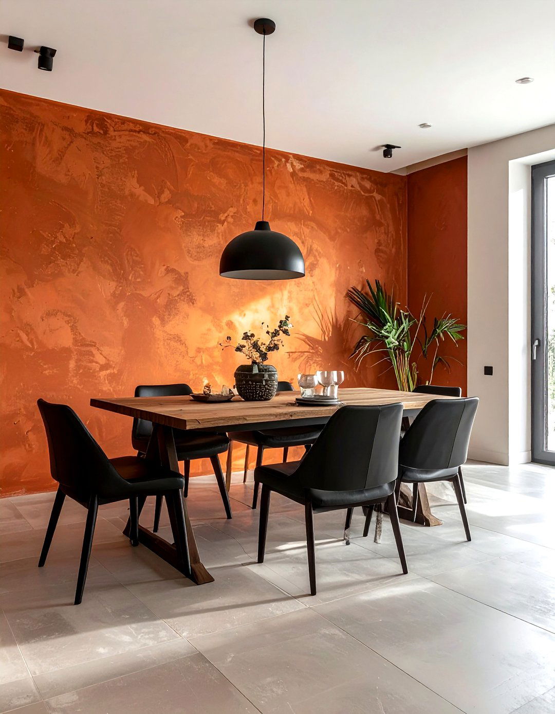 Terracotta plaster wall - 30 terracotta dining room ideas