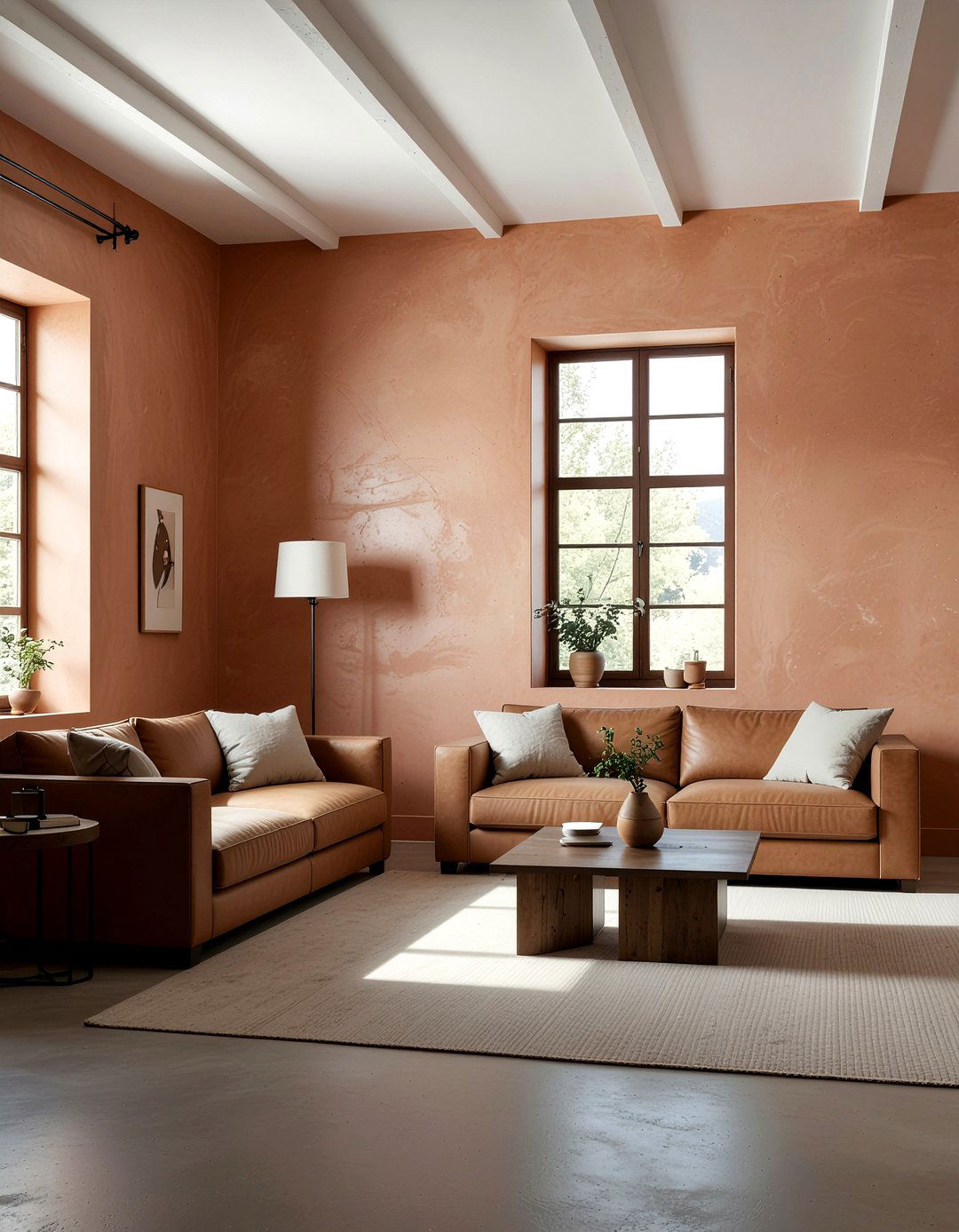 Terracotta plaster walls living room - 30 terracotta living room ideas
