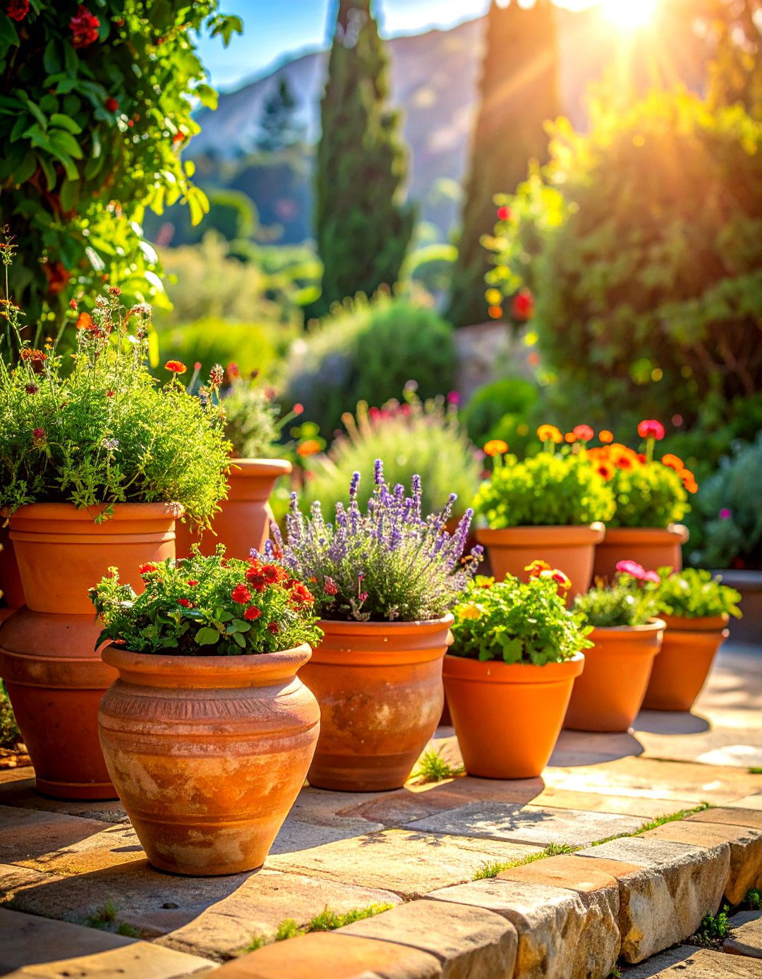 Terracotta pot plants - 30 cottage home decor ideas