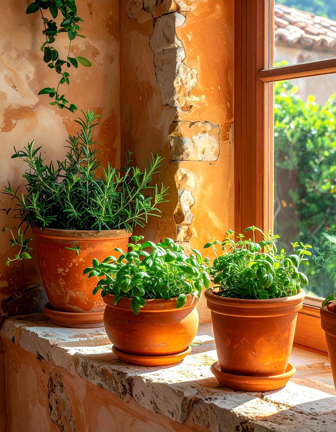 Terracotta potted plants - 30 French cottage dining room ideas