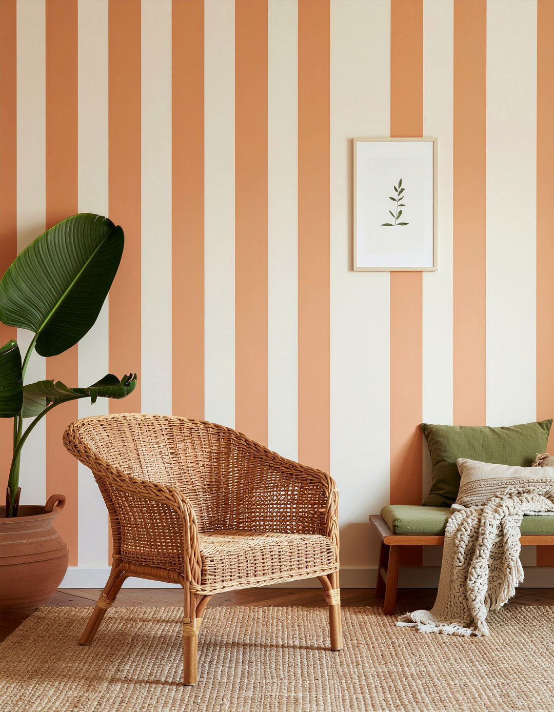 Terracotta striped wallpaper - 30 living room striped wallpapers