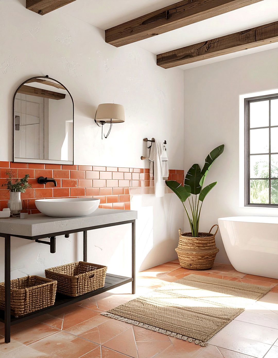 Terracotta subway tile bathroom wall - 30 subway tile bathroom ideas