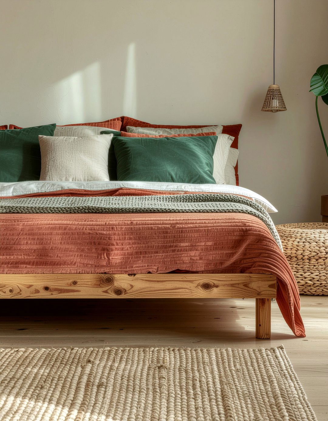Terracotta suede bedding - 30 suede bedroom ideas