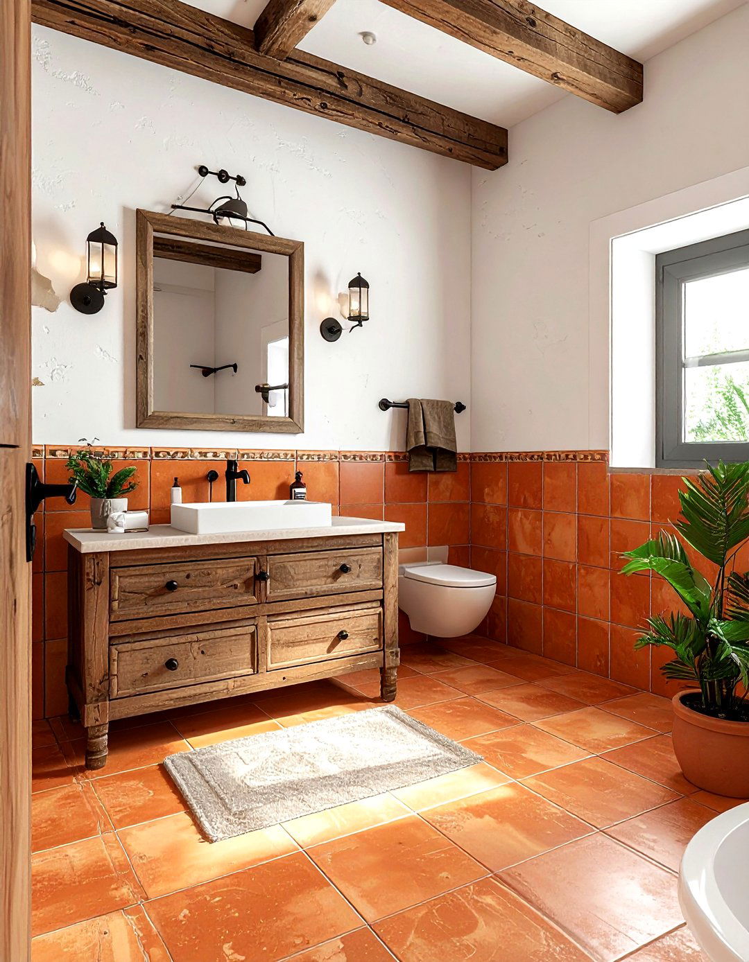 Terracotta tile bathroom - 30 showstopper bathroom ideas
