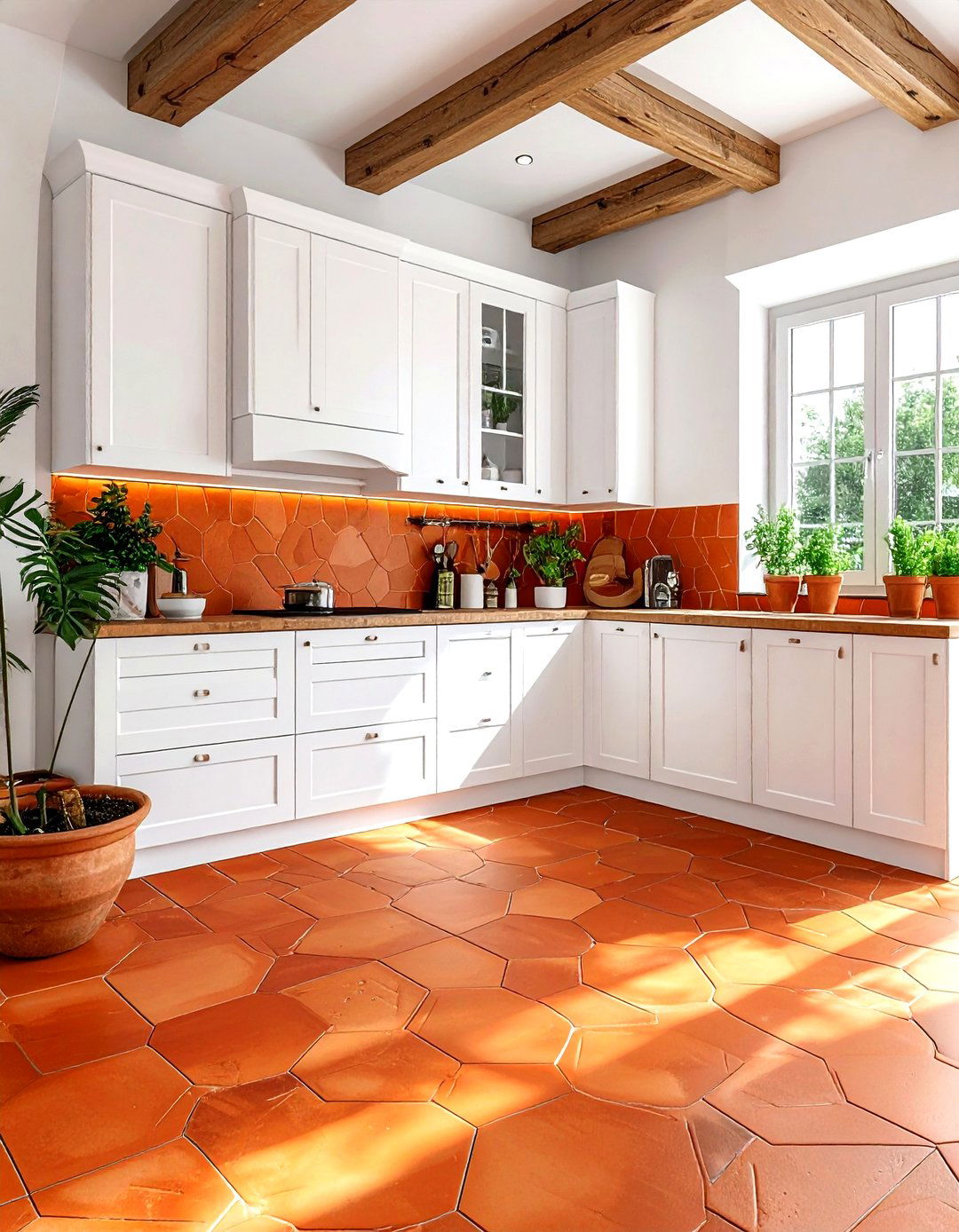 Terracotta tile floor - 30 kitchen goals ideas