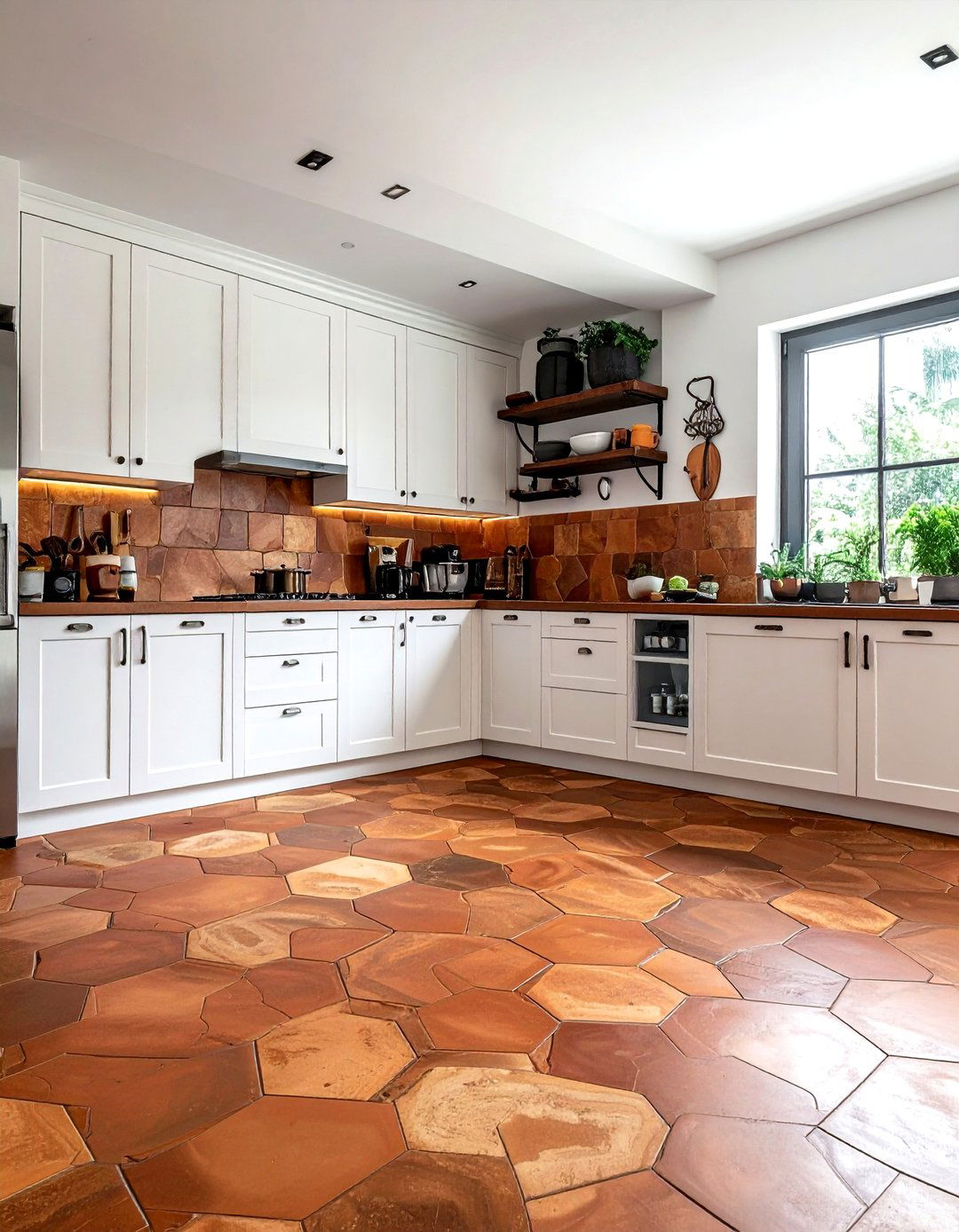 Terracotta tile kitchen floor - 30 polished kitchen ideas