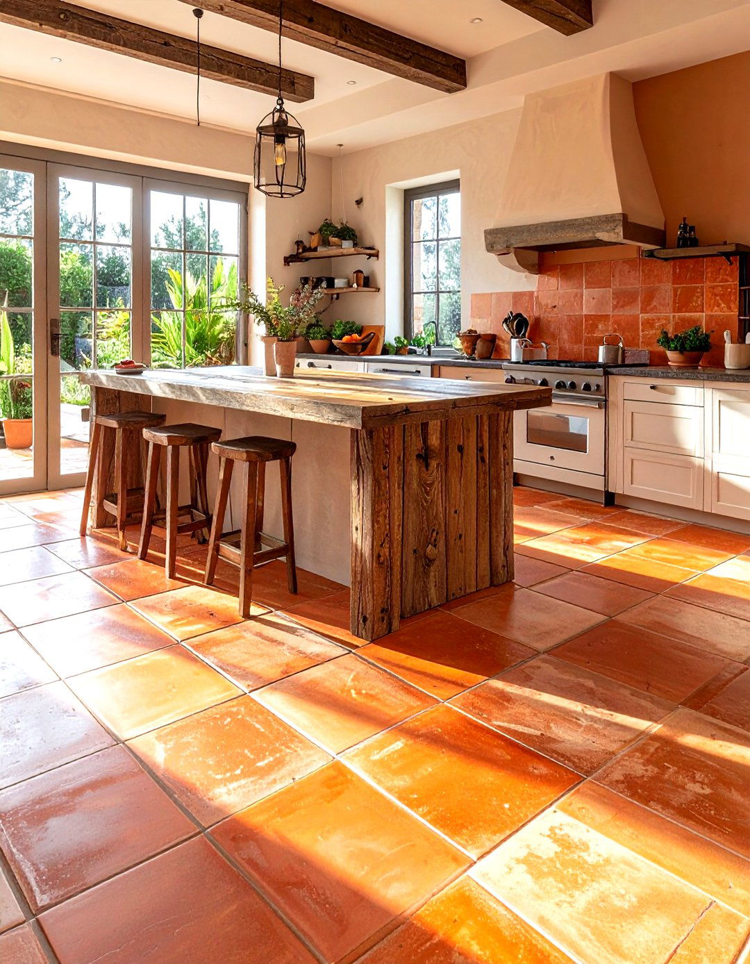 Terracotta tile kitchen floor - 30 kitchen warm settings