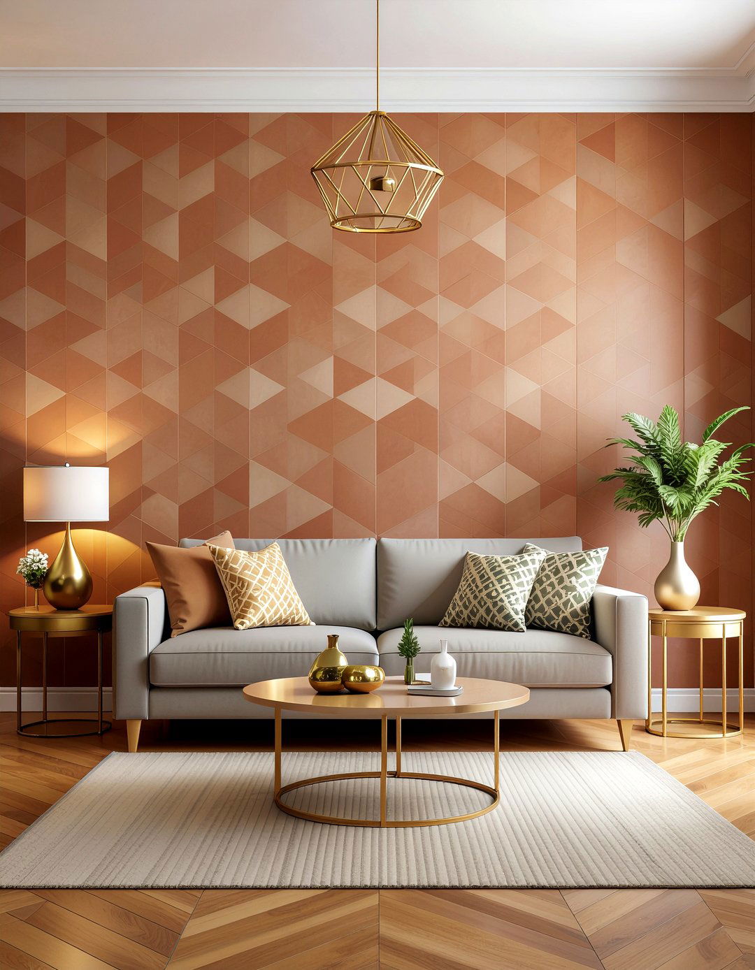 Terracotta wallpaper living room - 30 terracotta living room ideas