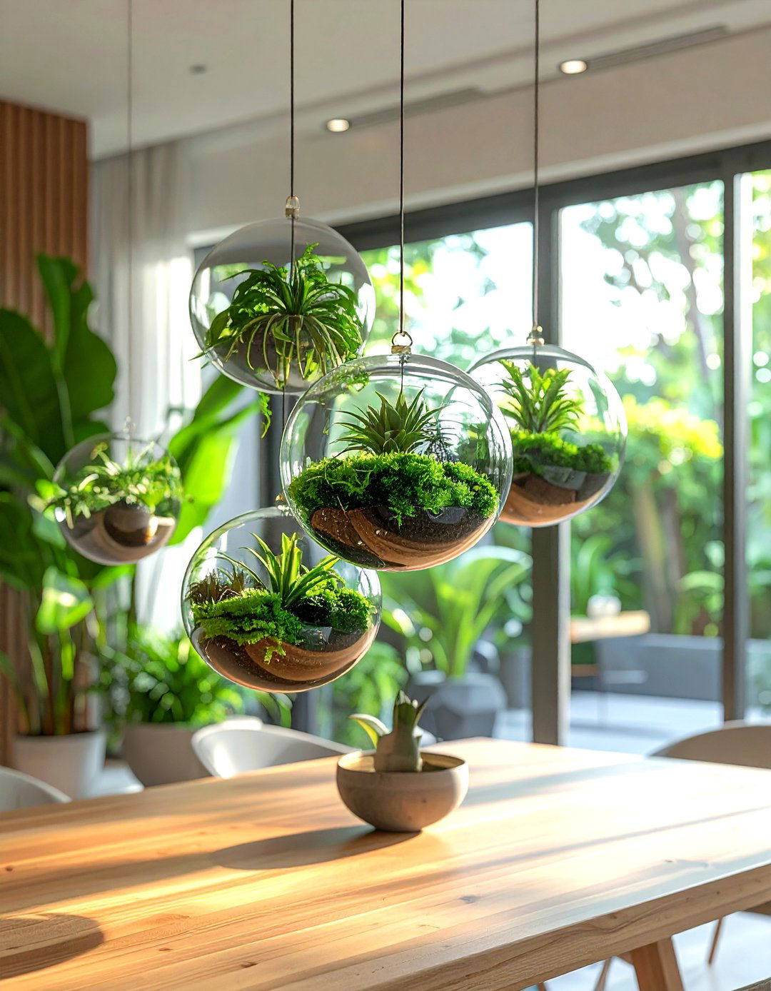 Terrarium Hanging Globes - 30 dining room hanging plant ideas