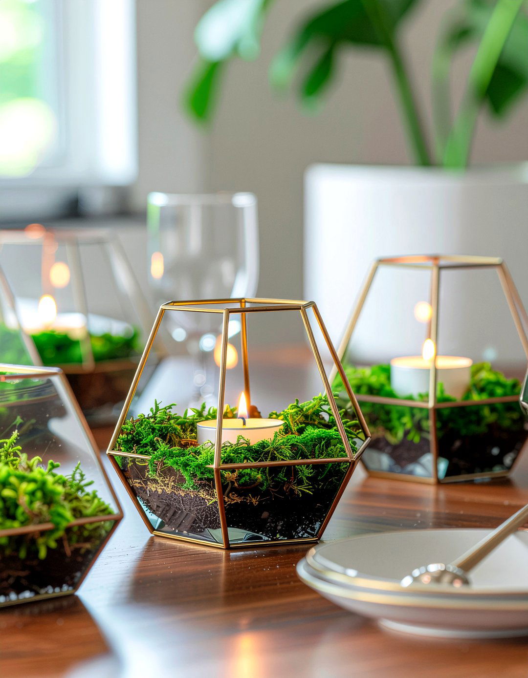 Terrarium With Tea Light - 30 candle centerpiece dining ideas