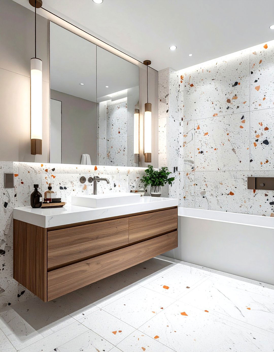 Terrazzo Accent Wall - 30 terrazzo bathroom ideas