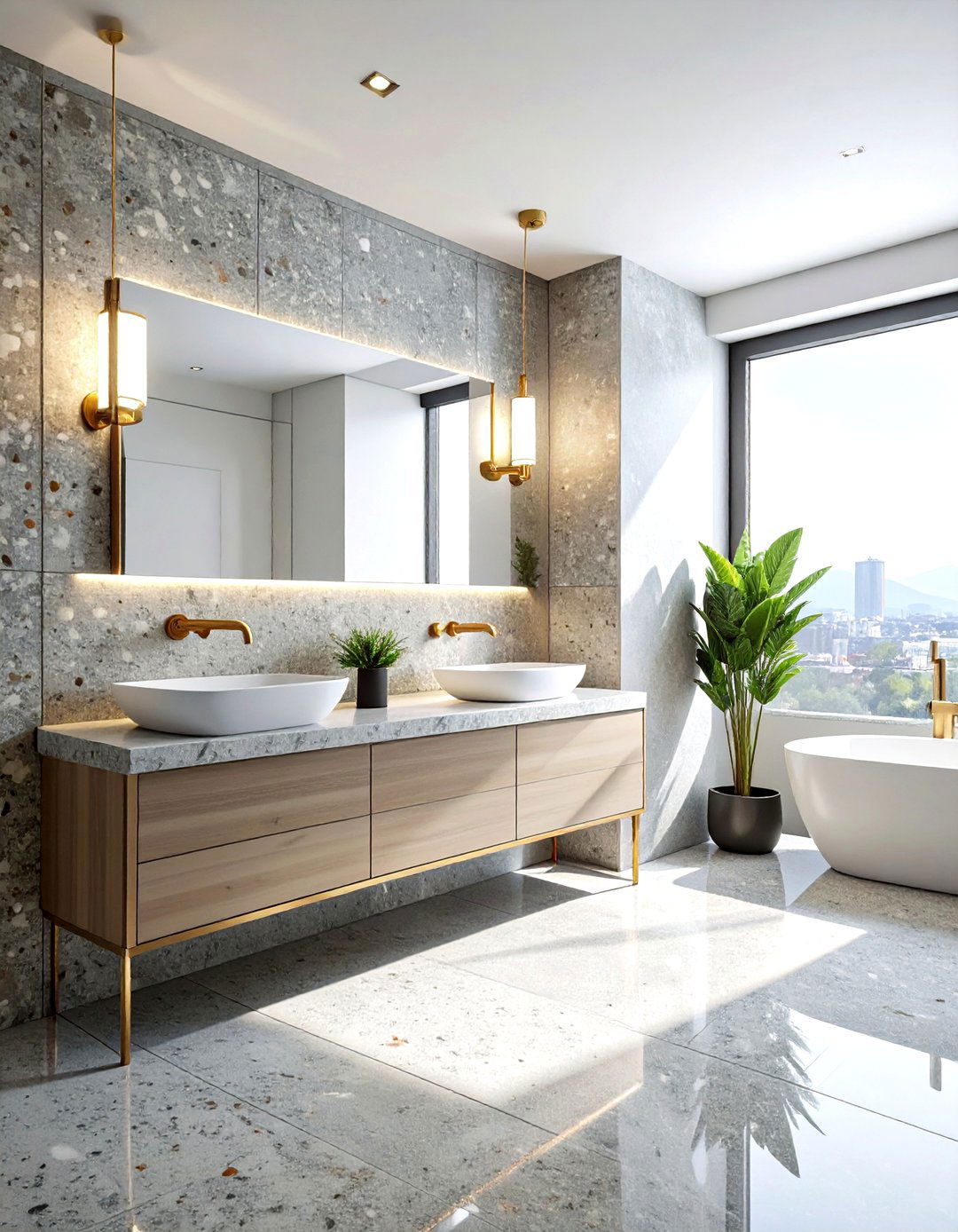 Terrazzo And Brass Fixtures - 30 terrazzo bathroom ideas