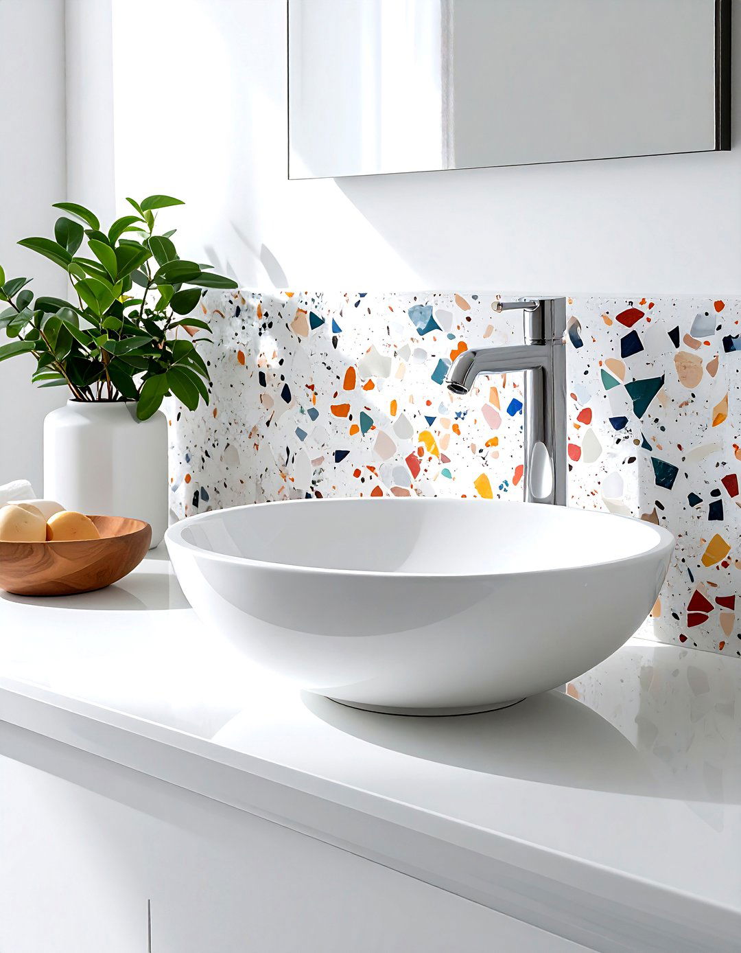 Terrazzo Backsplash Sink - 30 terrazzo bathroom ideas