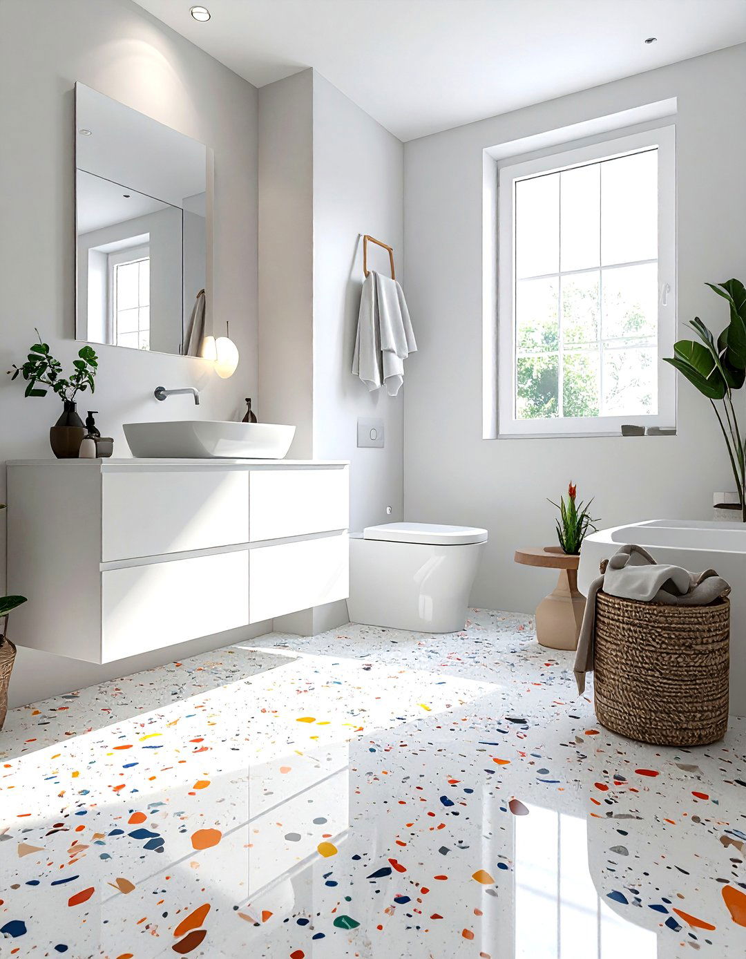 Terrazzo Bathroom Floor - 30 small bathroom tile ideas