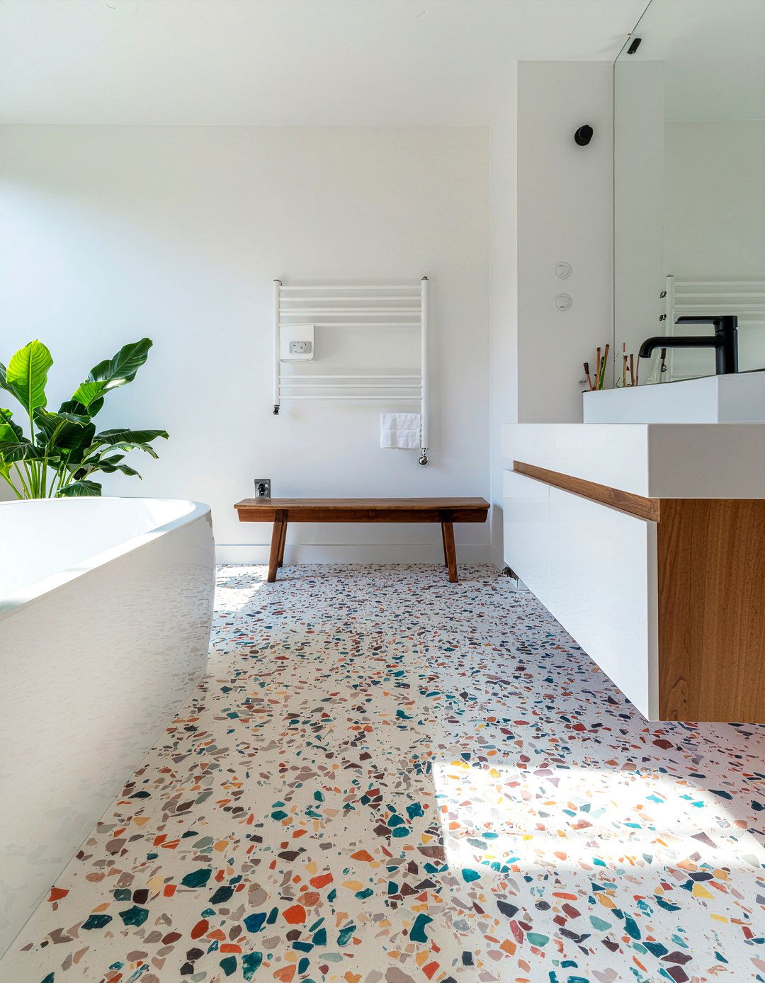Terrazzo Bathroom Floor - 30 bathroom transformation ideas