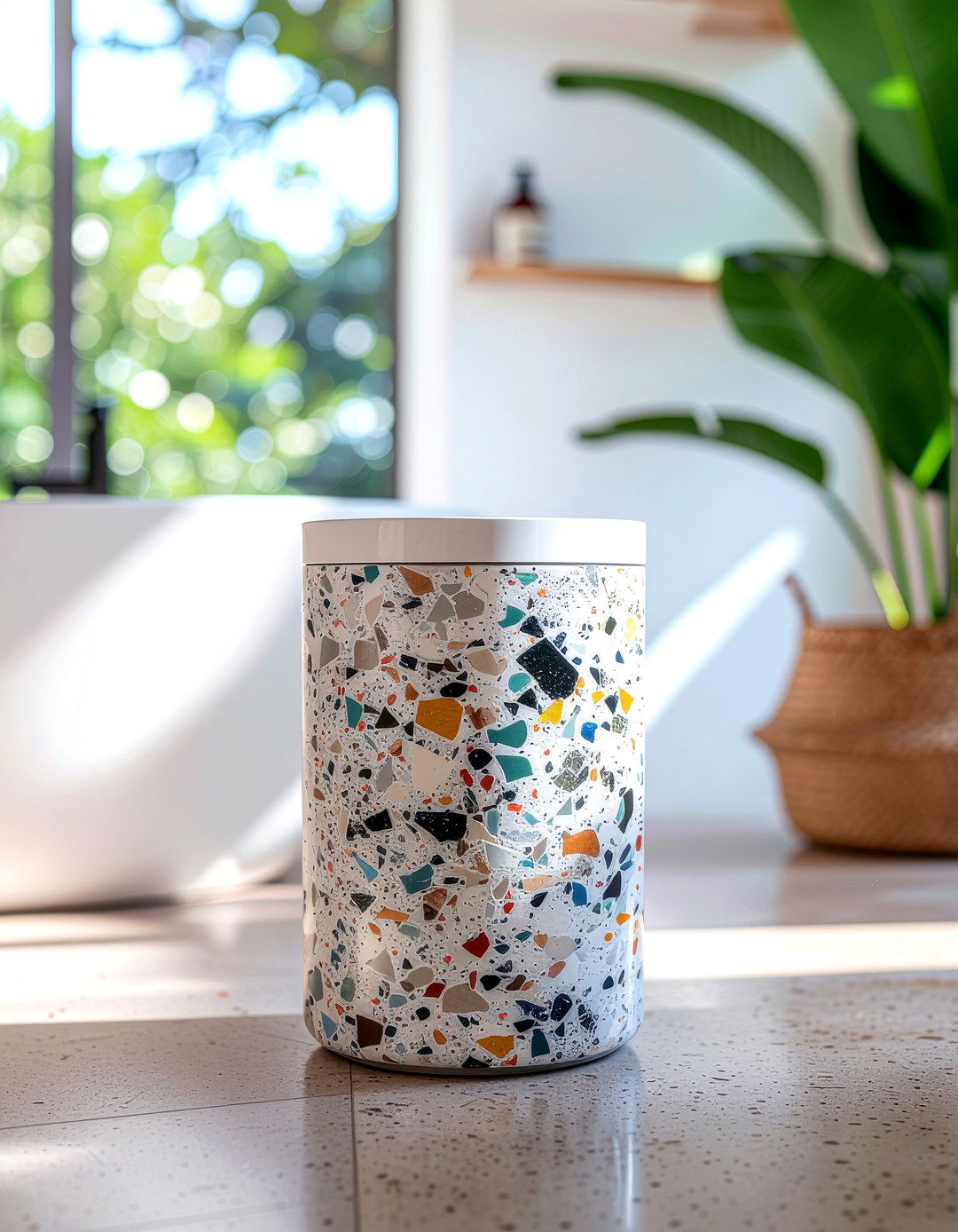 Terrazzo Bathroom Trash Can - 30 bathroom trash can ideas