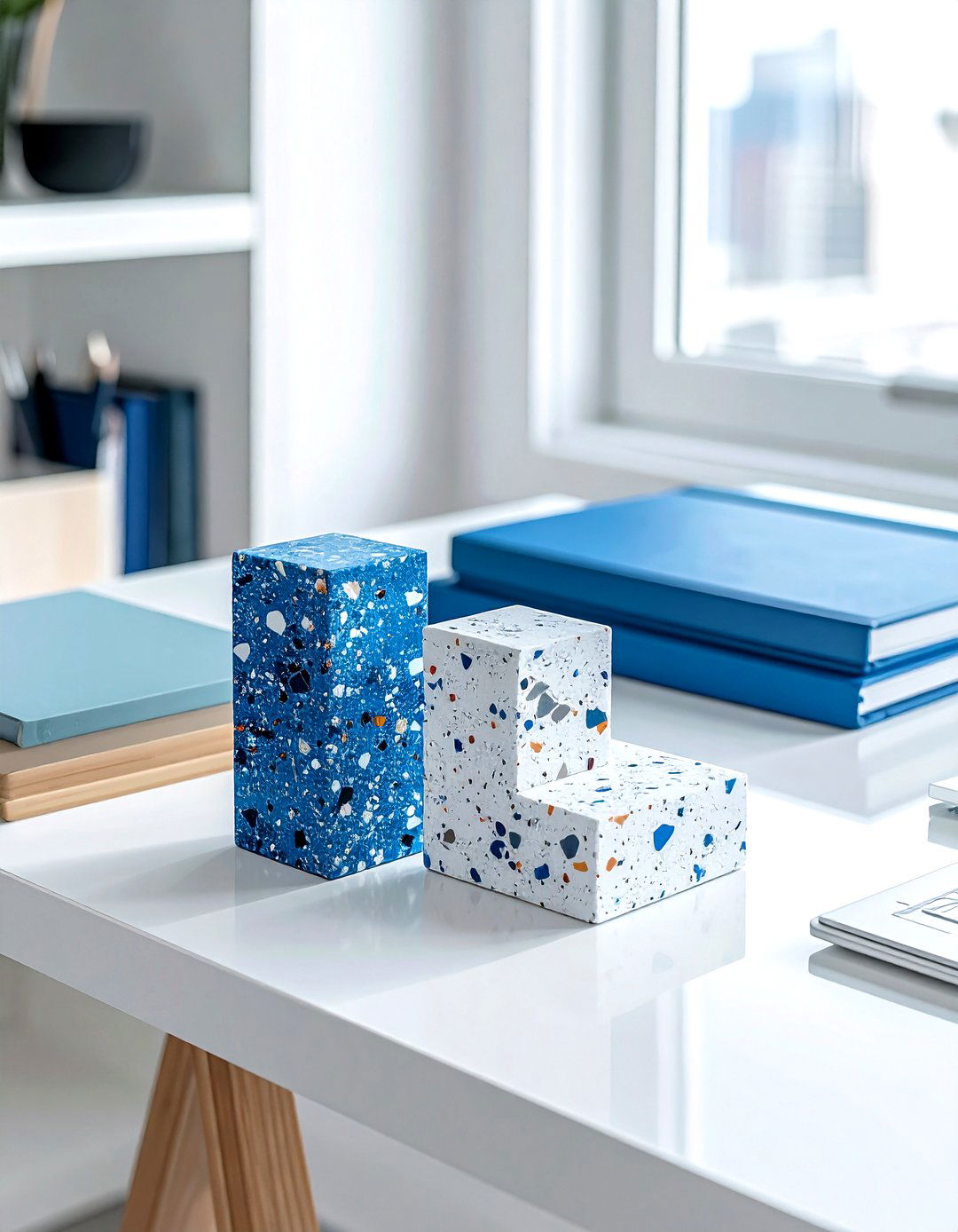 Terrazzo Bookends - 30 decorative bookend ideas