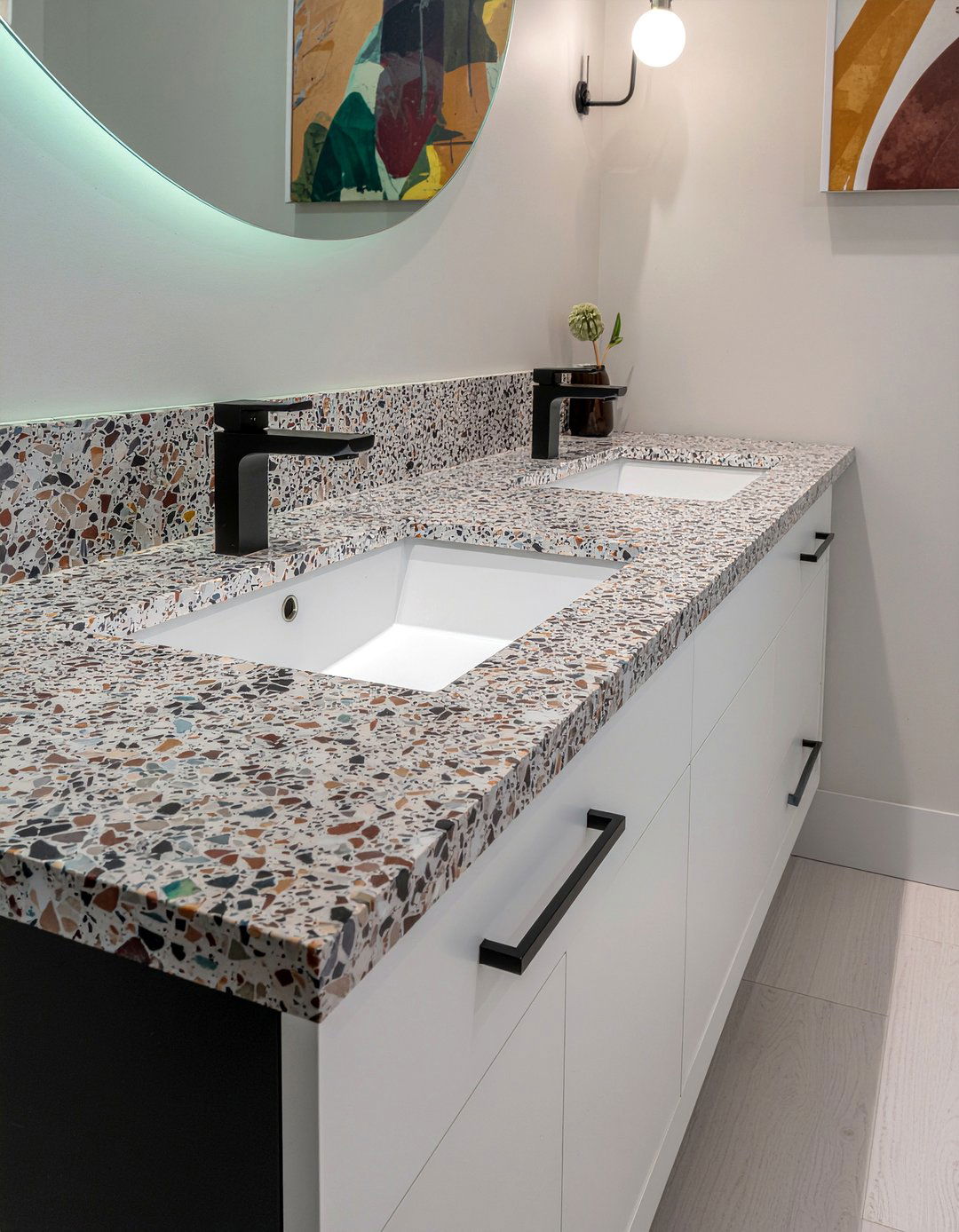 Terrazzo Double Vanity - 30 master bathroom double vanity ideas