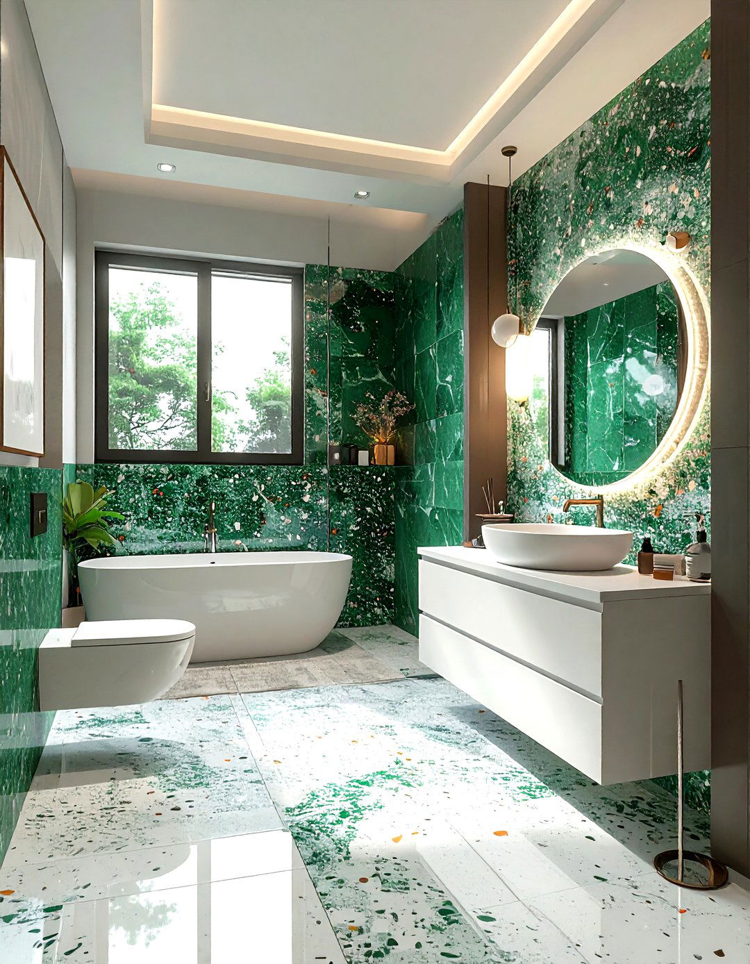 Terrazzo Emerald Bathroom - 30 emerald and white bathroom ideas