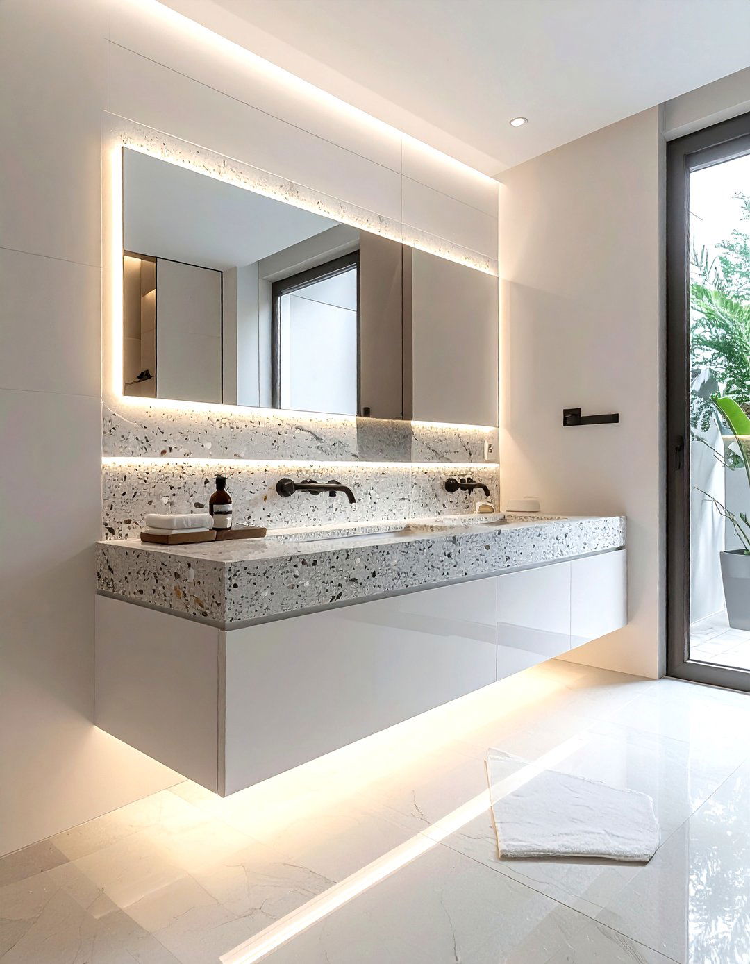 Terrazzo Floating Vanity - 30 terrazzo bathroom ideas
