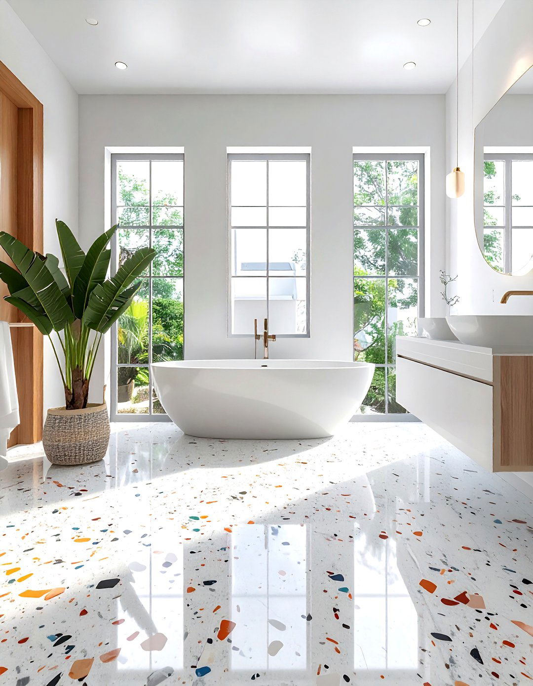 Terrazzo Floor - 30 stone bathroom ideas