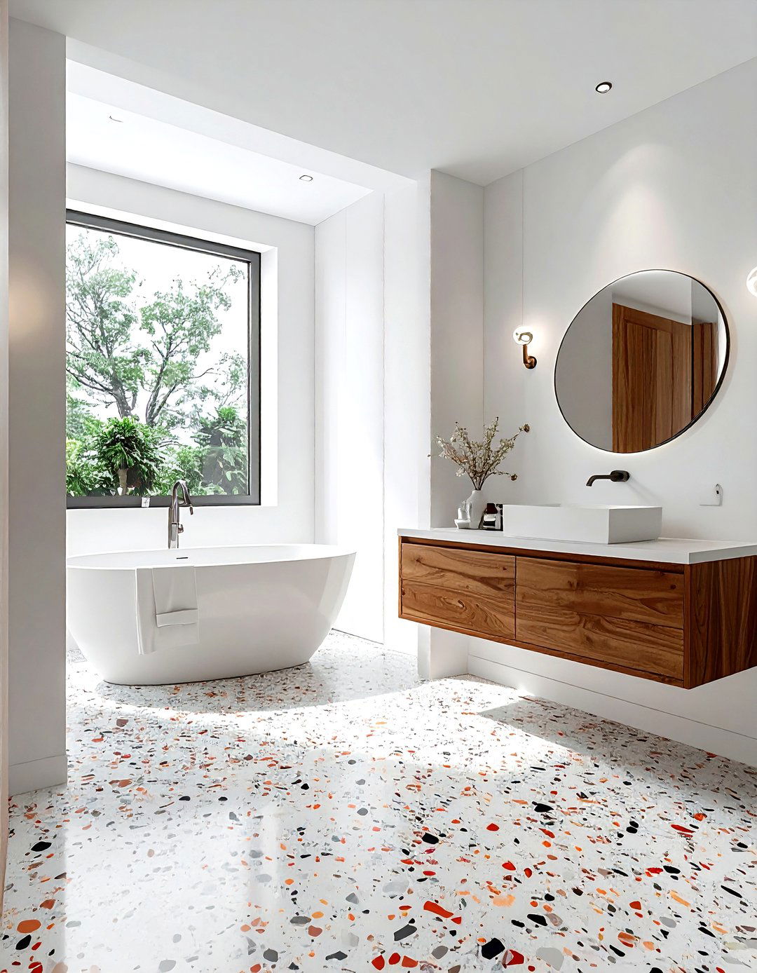 Terrazzo Floor Teak Bathroom - 30 teak bathroom ideas