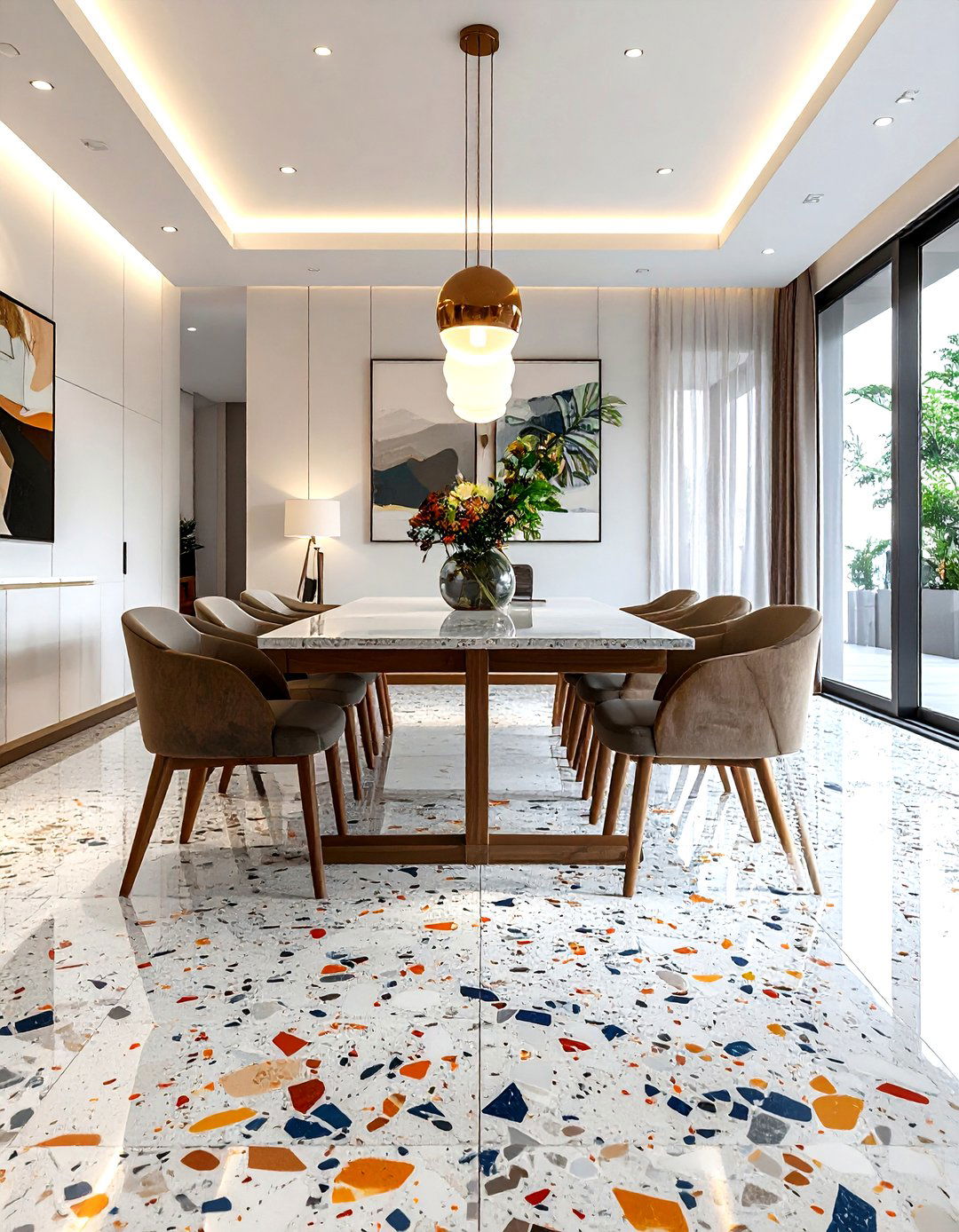 Terrazzo Floor Tile - 30 dining room floor design ideas