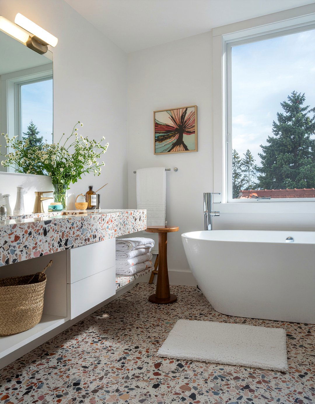 Terrazzo Look Quartz Bathroom - 30 quartz countertop bathroom ideas
