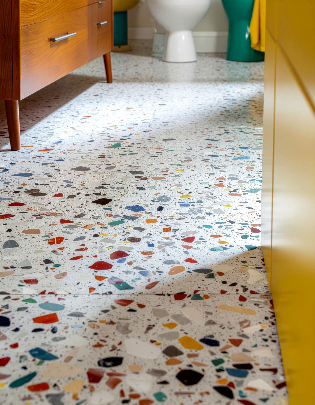 Terrazzo Mosaic Bathroom Floor - 30 mosaic tile bathroom ideas