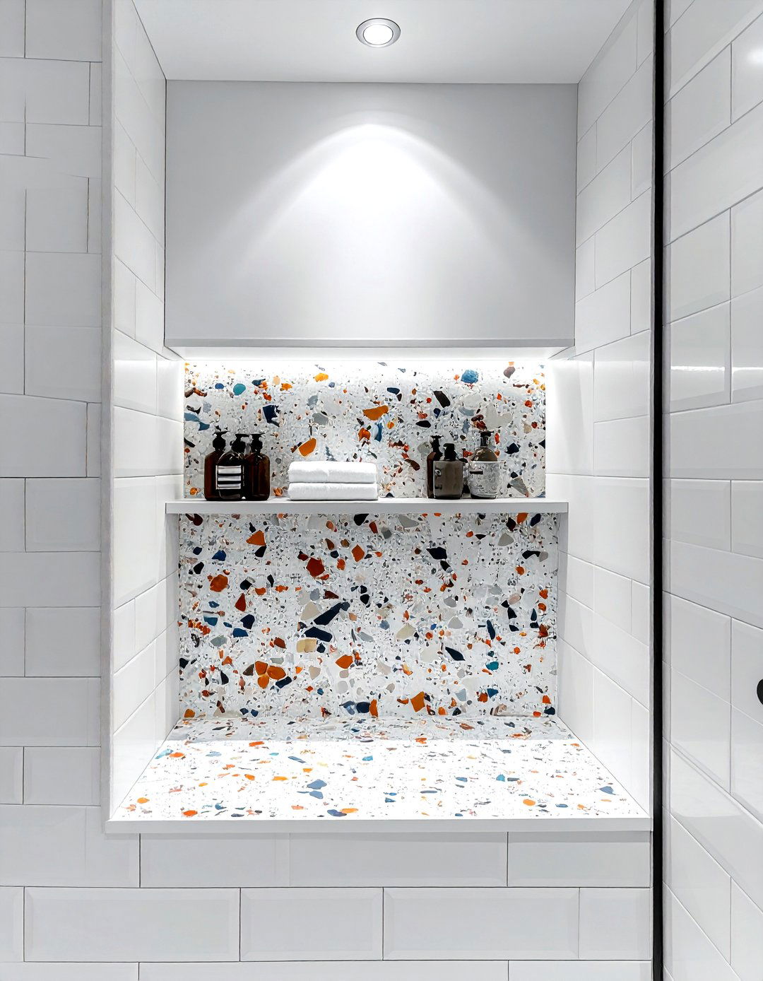 Terrazzo Niche Shelf - 30 terrazzo bathroom ideas