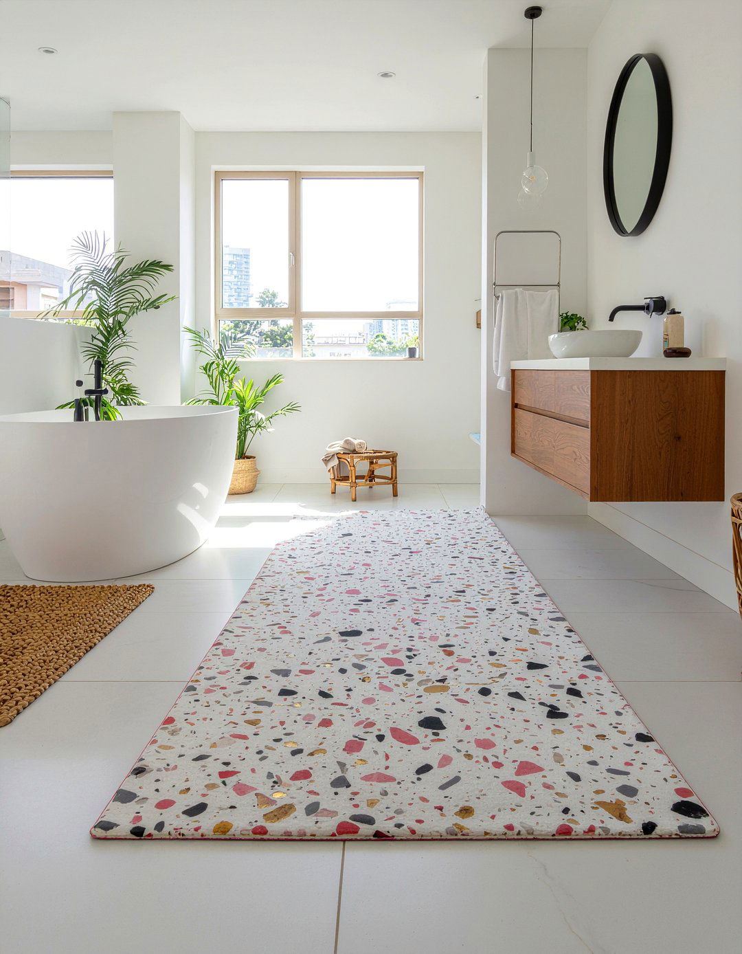Terrazzo Pattern Bathroom Runner - 30 bathroom runner rug ideas