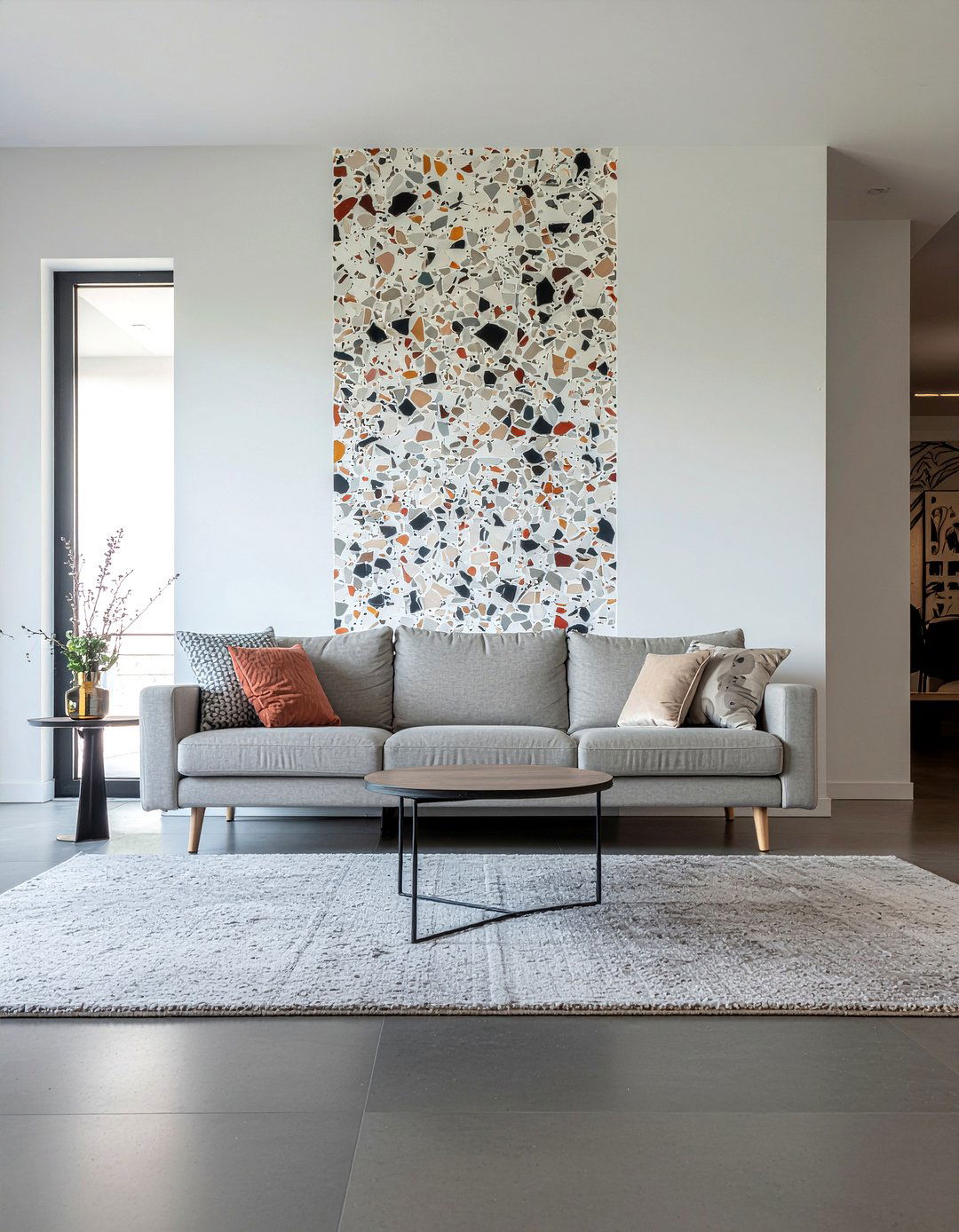Terrazzo Pattern Geometric Wall - 30 living room geometric wall designs