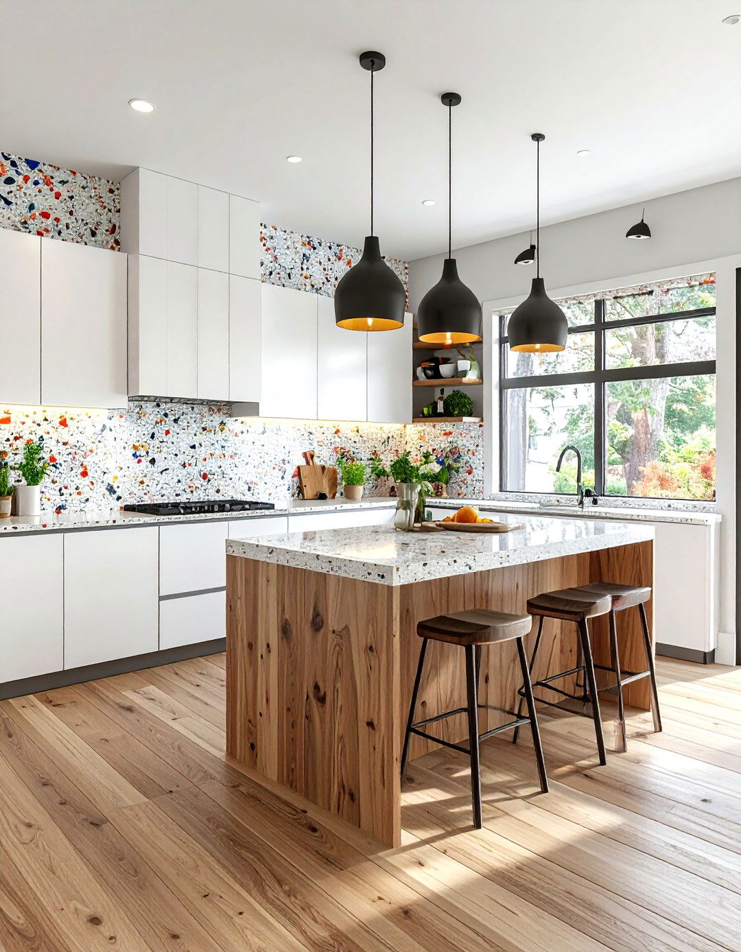 Terrazzo Pattern Kitchen - 30 peel and stick wallpaper ideas