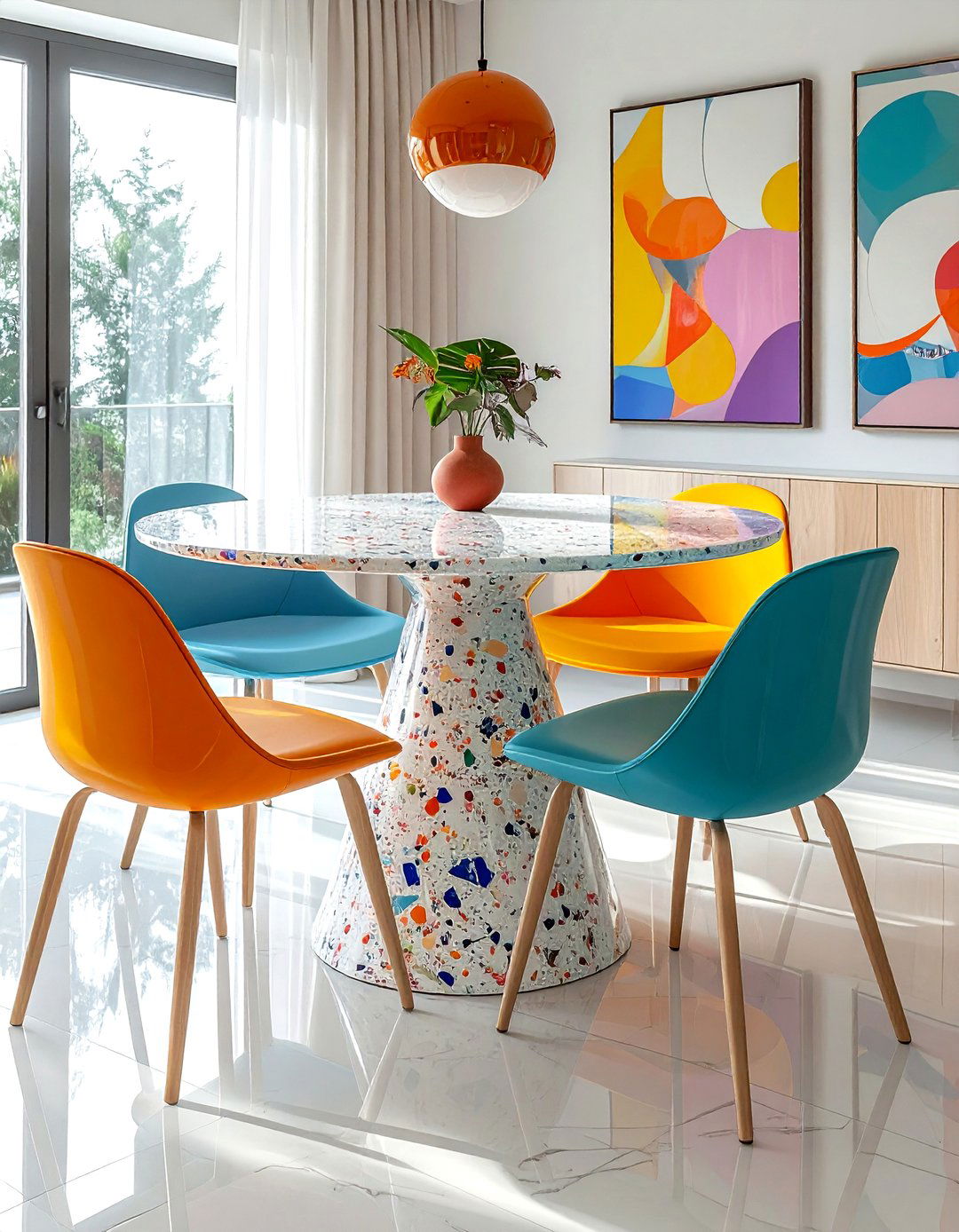 Terrazzo Pedestal Dining Table - 30 pedestal dining table ideas