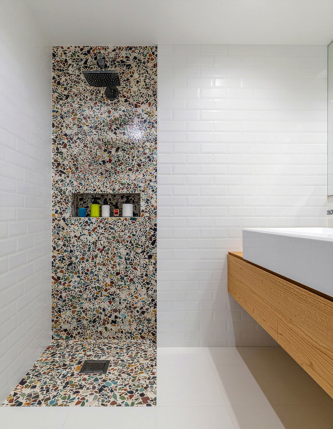 Terrazzo Shower Niche - 30 bathroom niche ideas