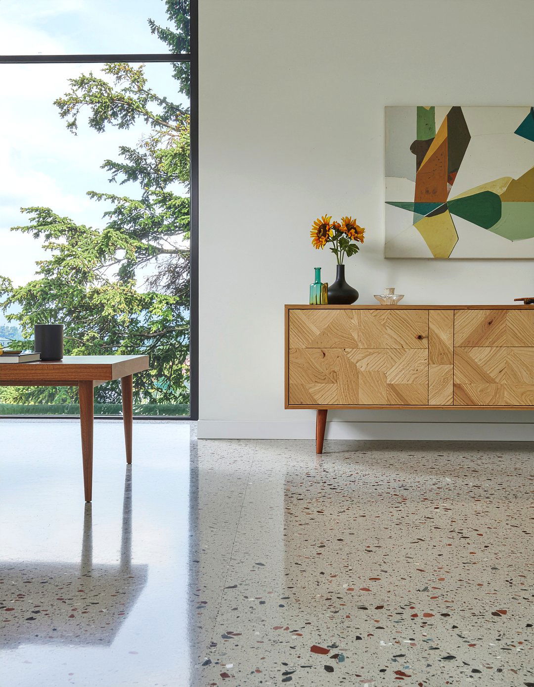 Terrazzo Style Concrete Floor - 30 living room concrete floors