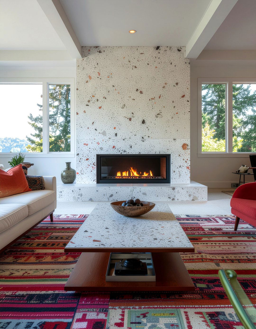 Terrazzo Tile - 30 living room fireplace tile ideas