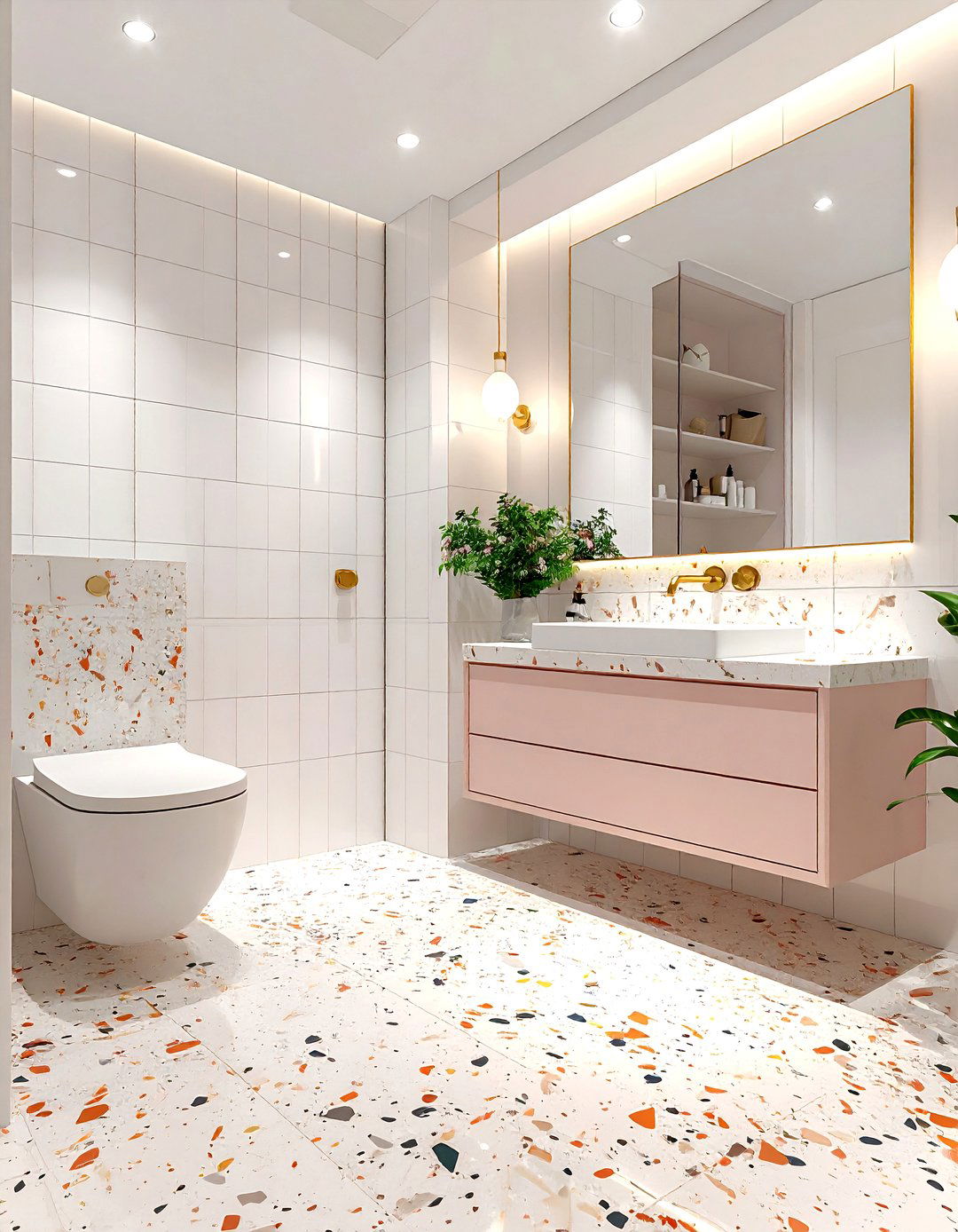 Terrazzo Tile Bathroom - 30 textured tile bathroom ideas