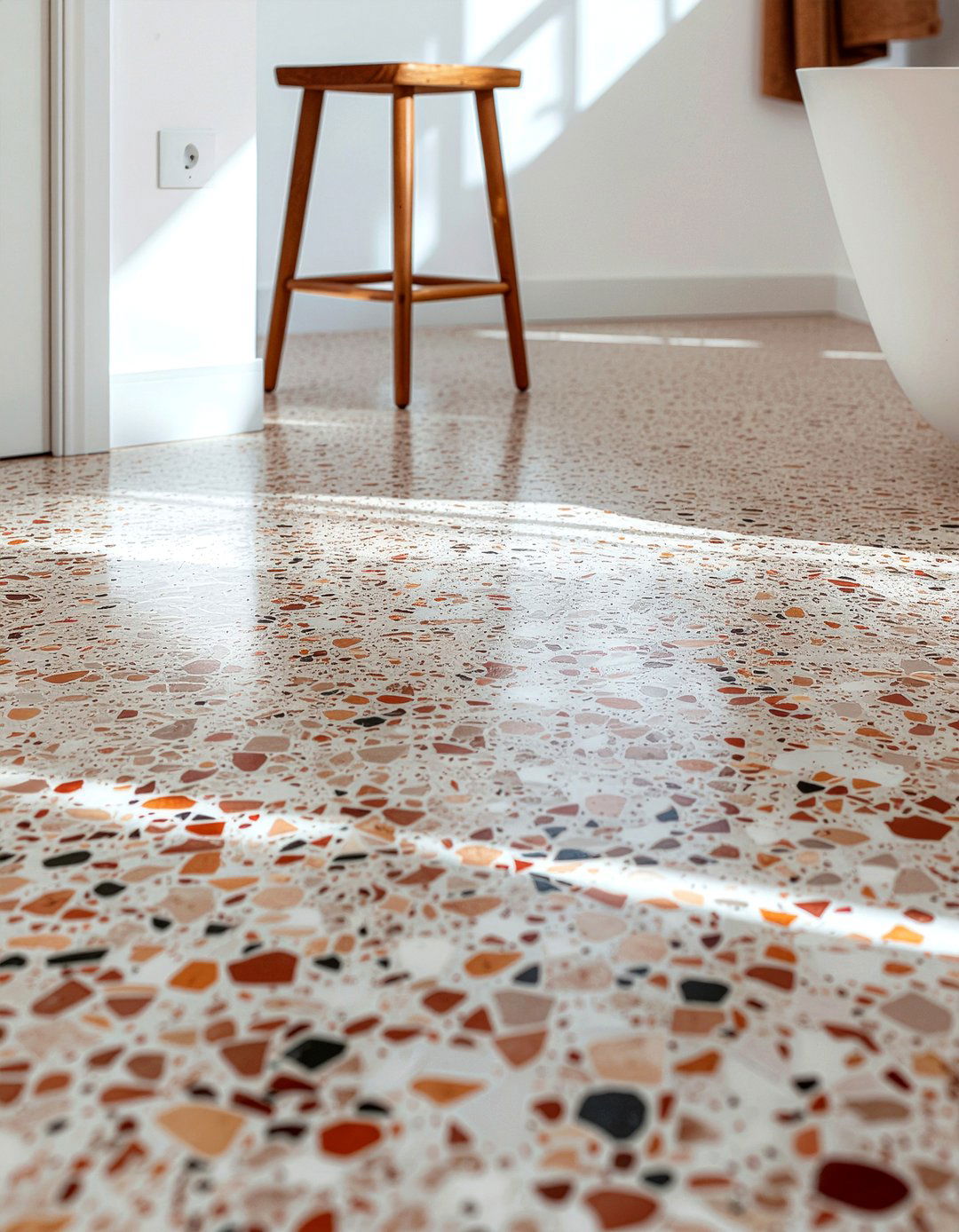 Terrazzo Tile Floor - 30 bathroom dramatic change ideas