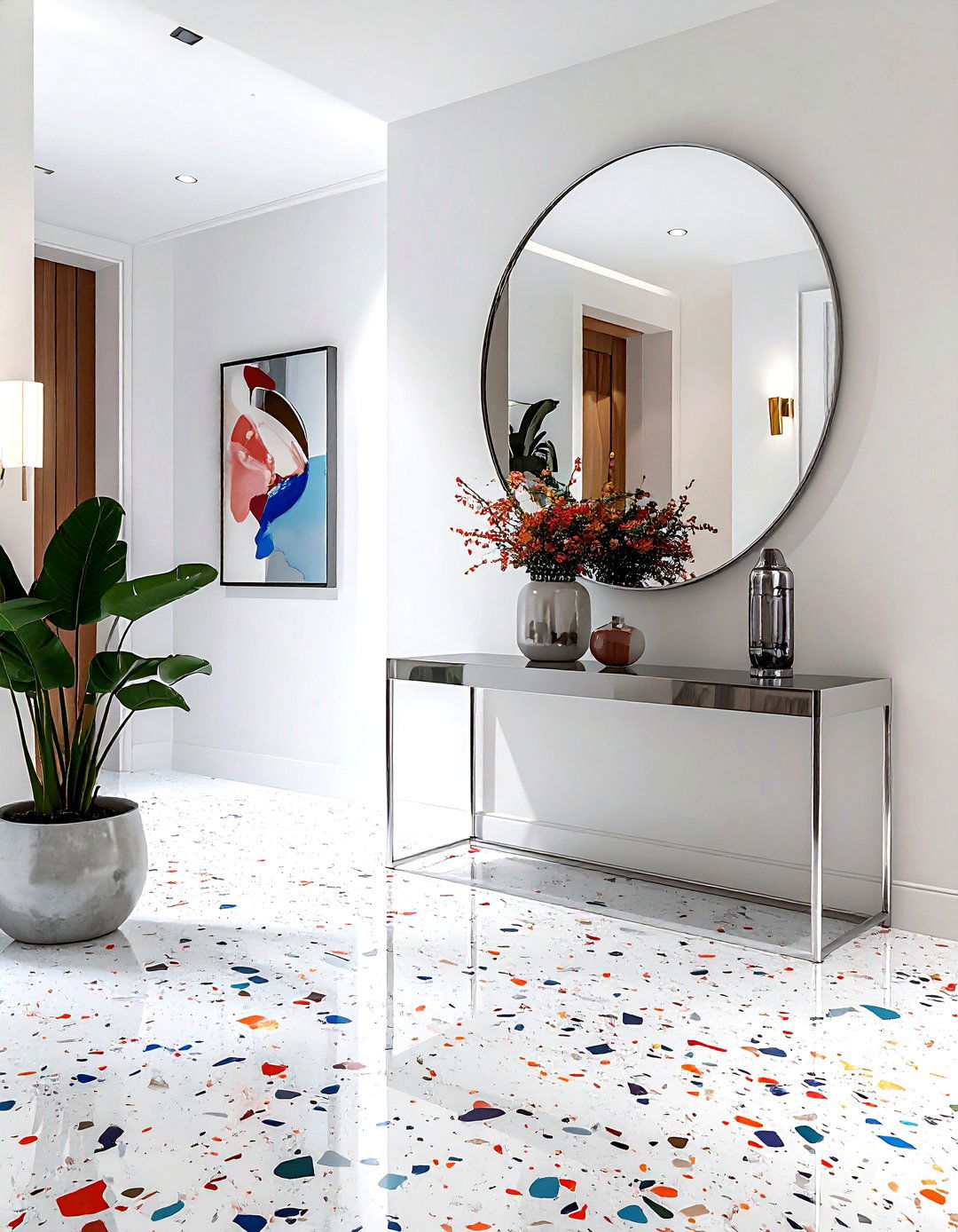 Terrazzo and chrome entryway - 30 decor texture mixing ideas