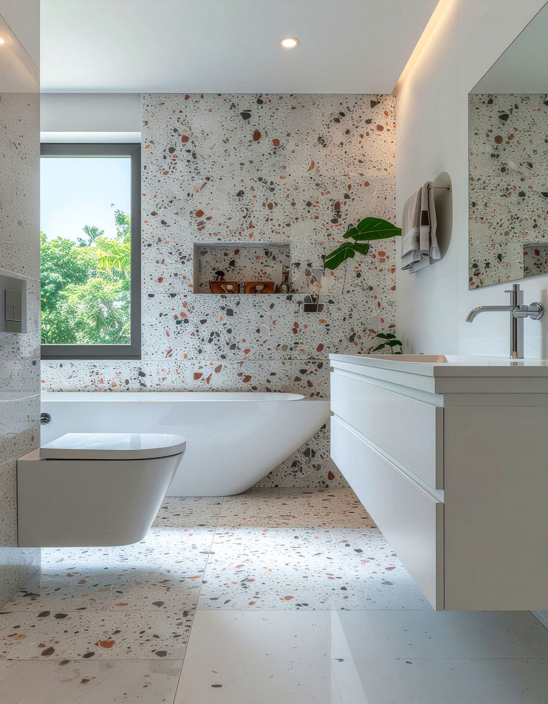 Terrazzo bathroom wall - 30 bathroom feature wall ideas