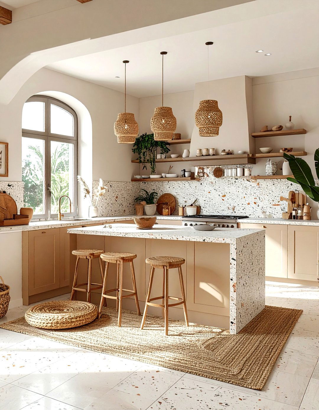 Terrazzo boho kitchen - 30 boho kitchen ideas