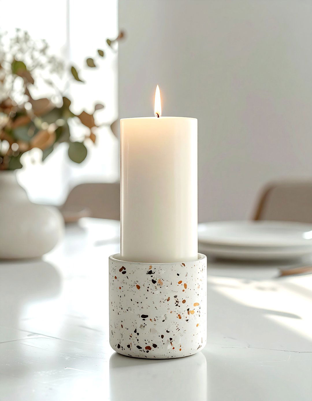 Terrazzo candle holder - 30 terrazzo decor ideas