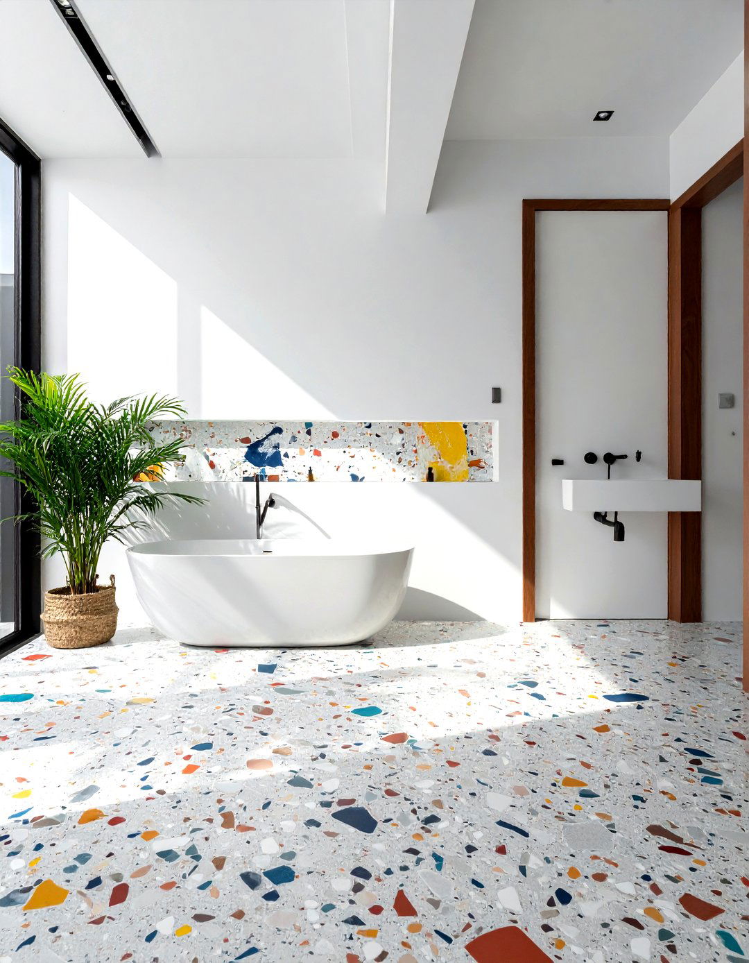 Terrazzo floor bathroom - 30 small powder room ideas
