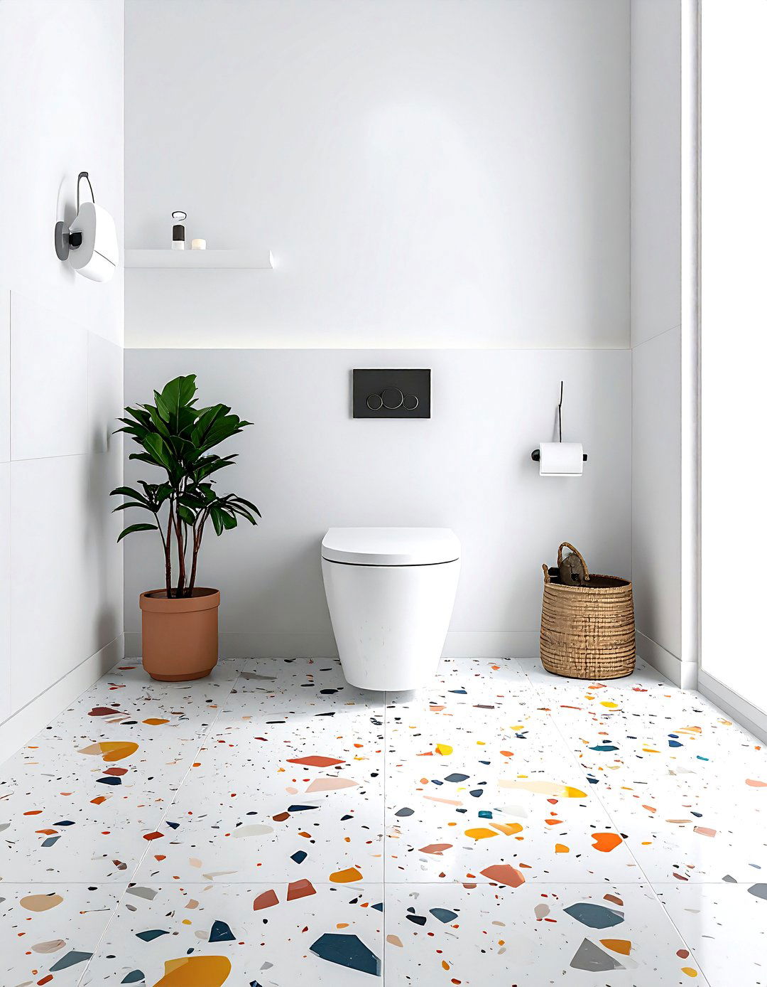 Terrazzo floor tile pattern - 30 water closet ideas